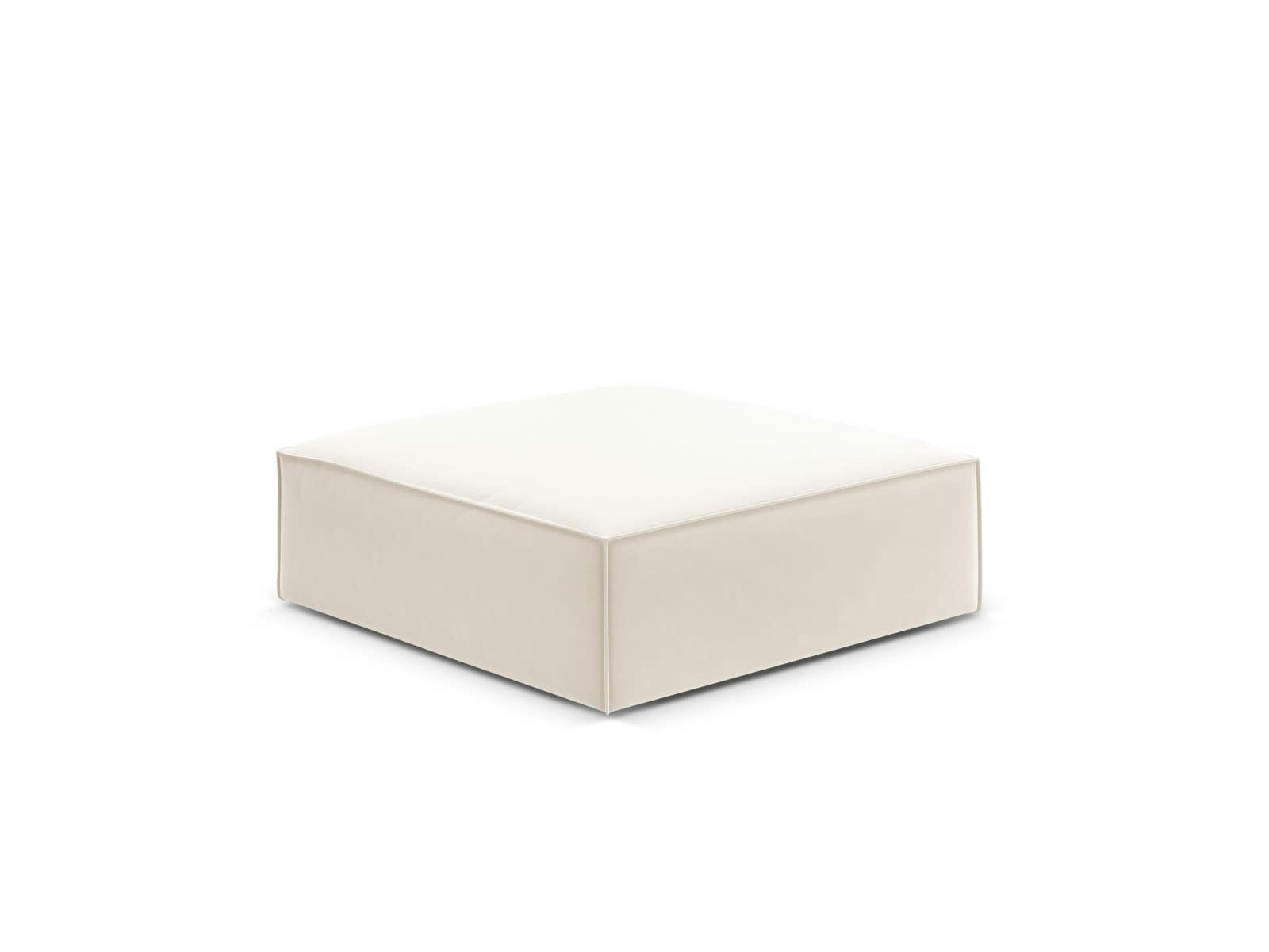 KAELLE - Pouf 1 place en tissu velours beige clair