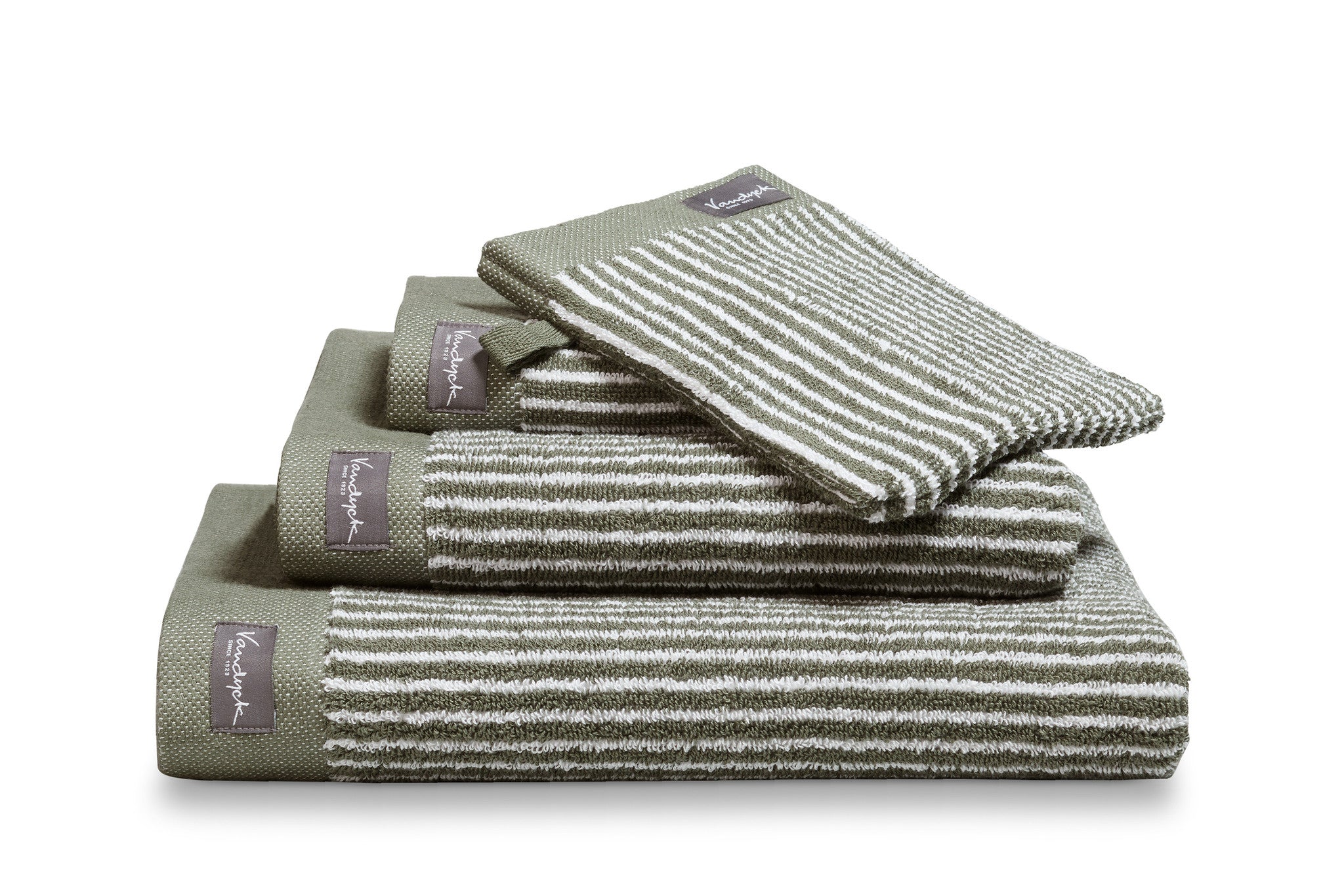 Gastendoek Home Petit Ligne Olive   Groen   Katoen