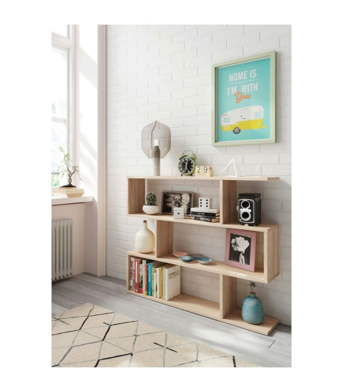 TAMY - Étagère basse de 3 niveaux L110 x H97cm - Marron