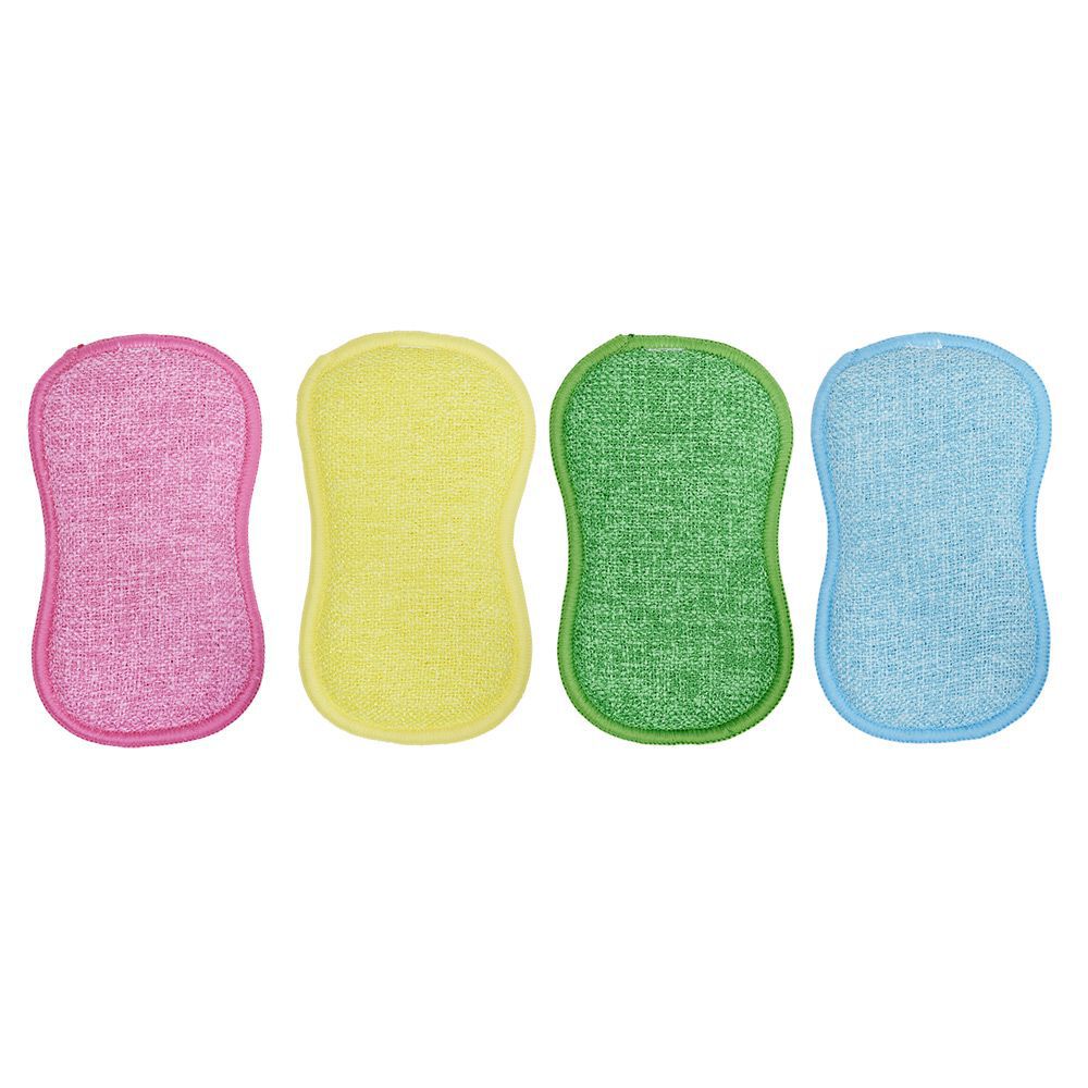 éponge microfibre x4 multicolore 9x16cm