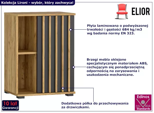 Stojąca szafka z lamelami dąb craft   czarny - Matica