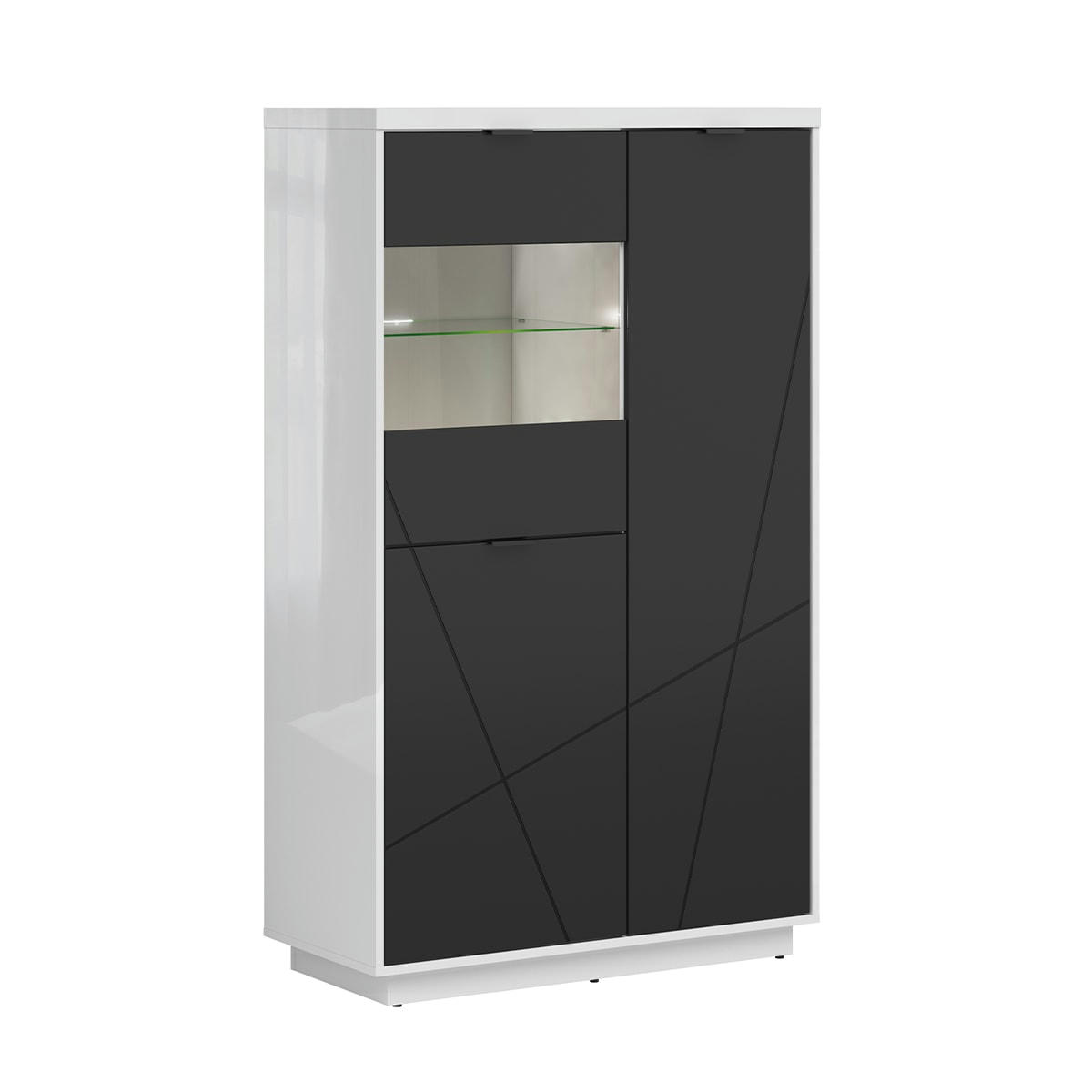 - Vitrine 3 portes noire et blanche