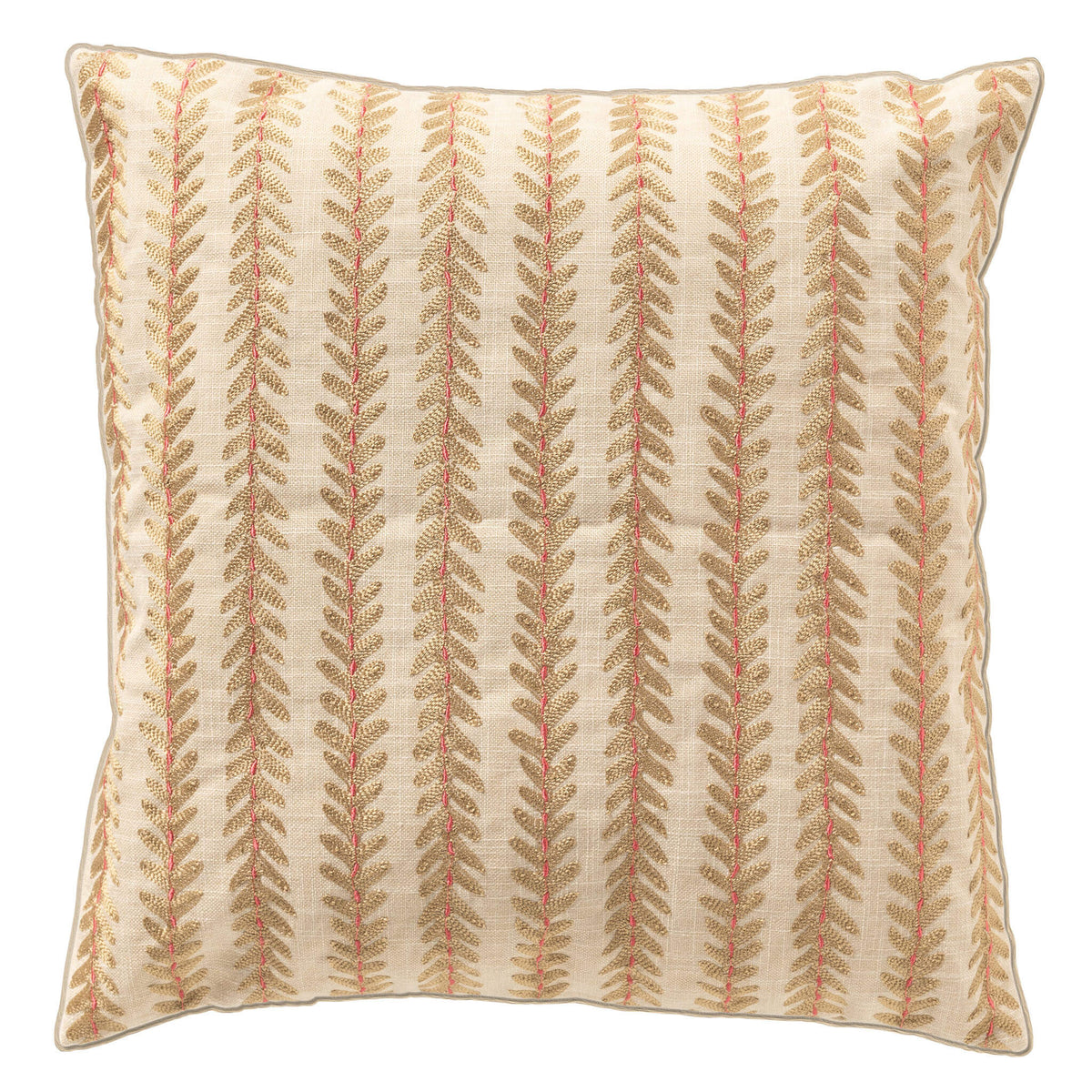 ZILA - sierkussen 45x45 cm - bladmotief - Almond Buff - bruin, beige
