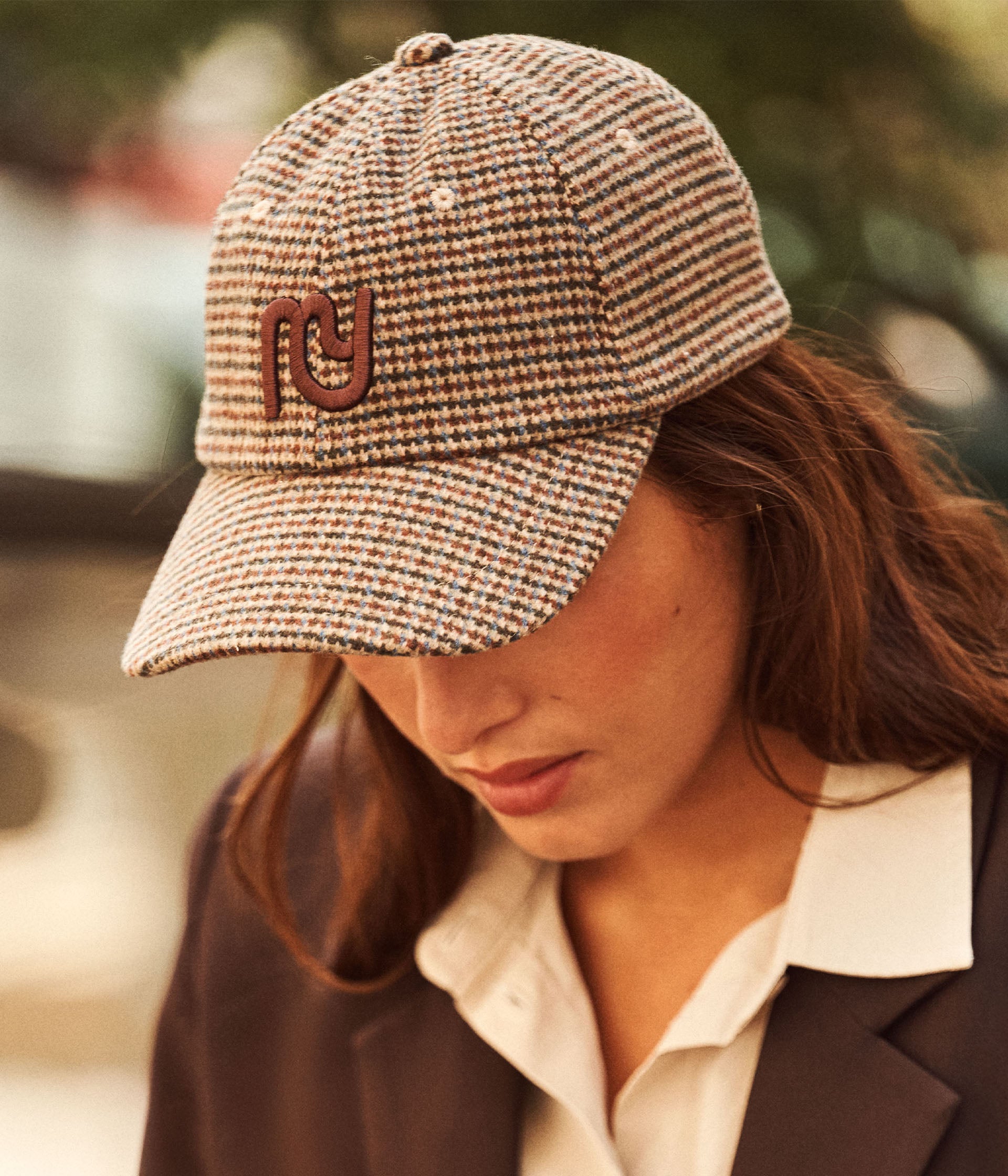 Casquette en tweed pied de poule Johan