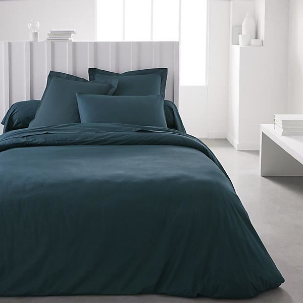 Drap housse TODAY Essential - 140 x 200 30 cm - 2 personnes - 100% Coton uni - Paon