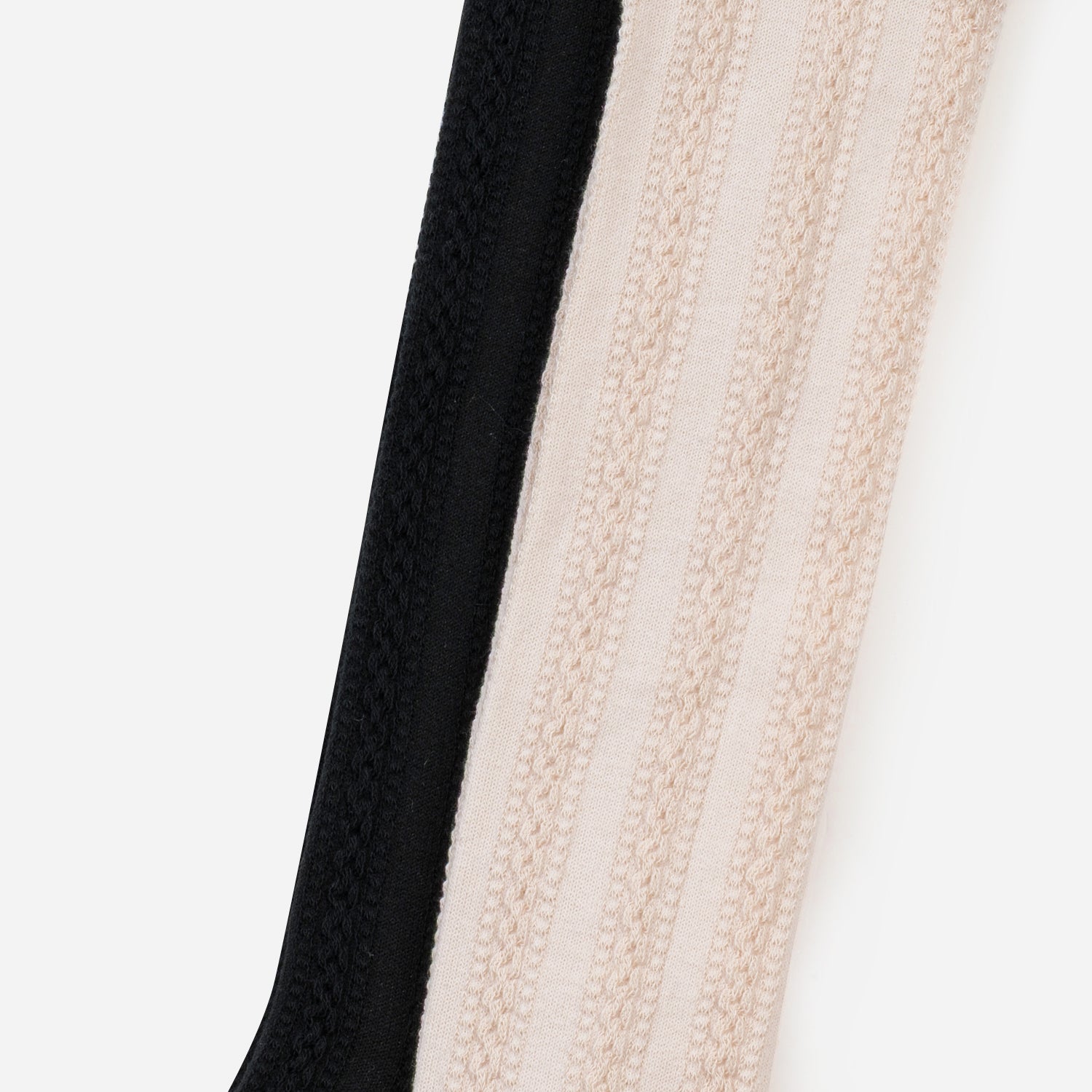 Chaussettes hautes noir et écru torsades