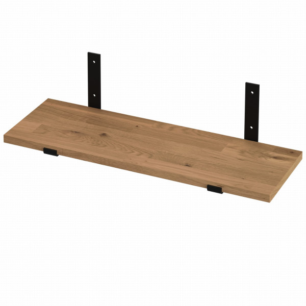 Półka wisząca z deską dębową LOFT industrial na uchwytach L 30x20 cm