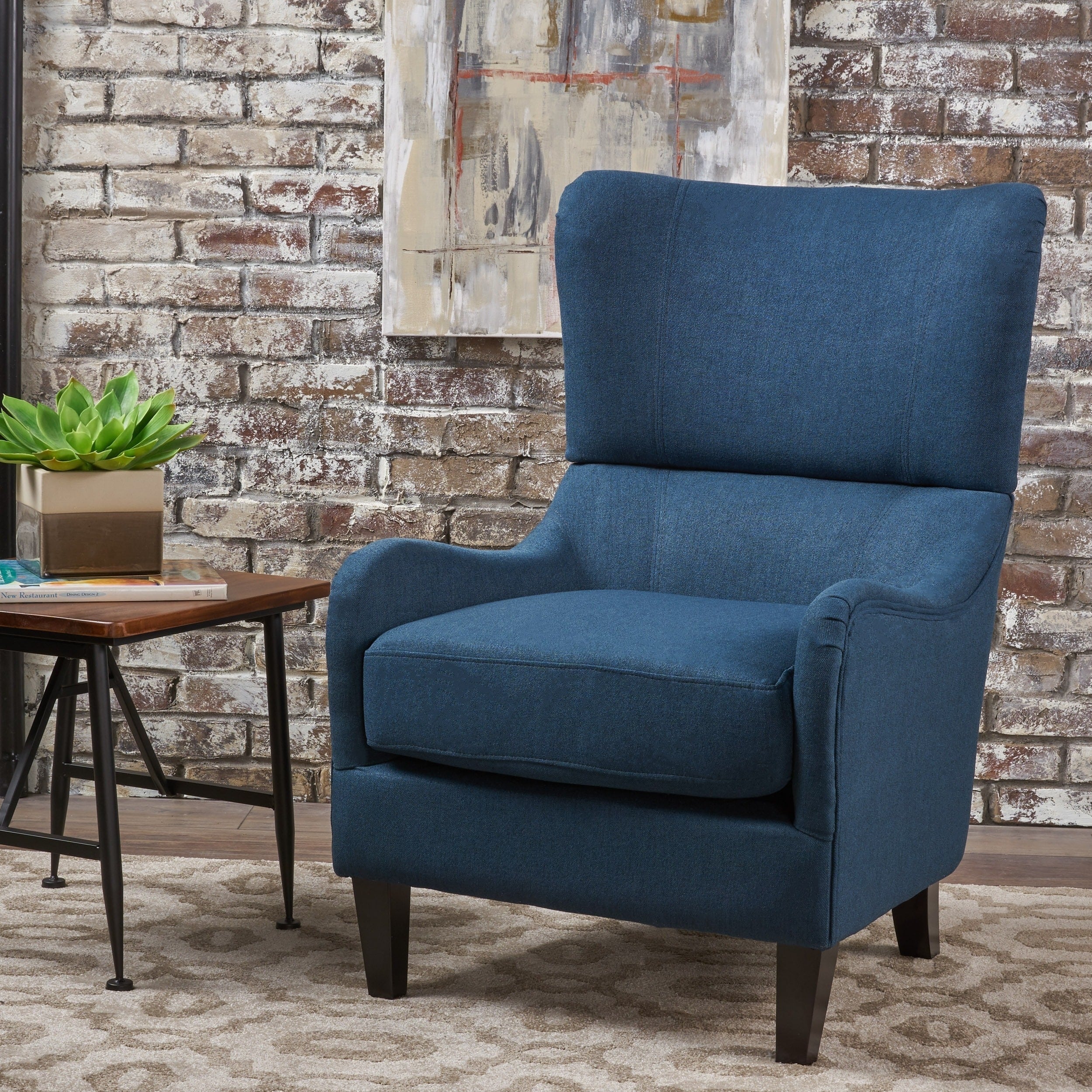 Quentin Contemporary Wingback Fabric Club Chair by Christopher Knight Home