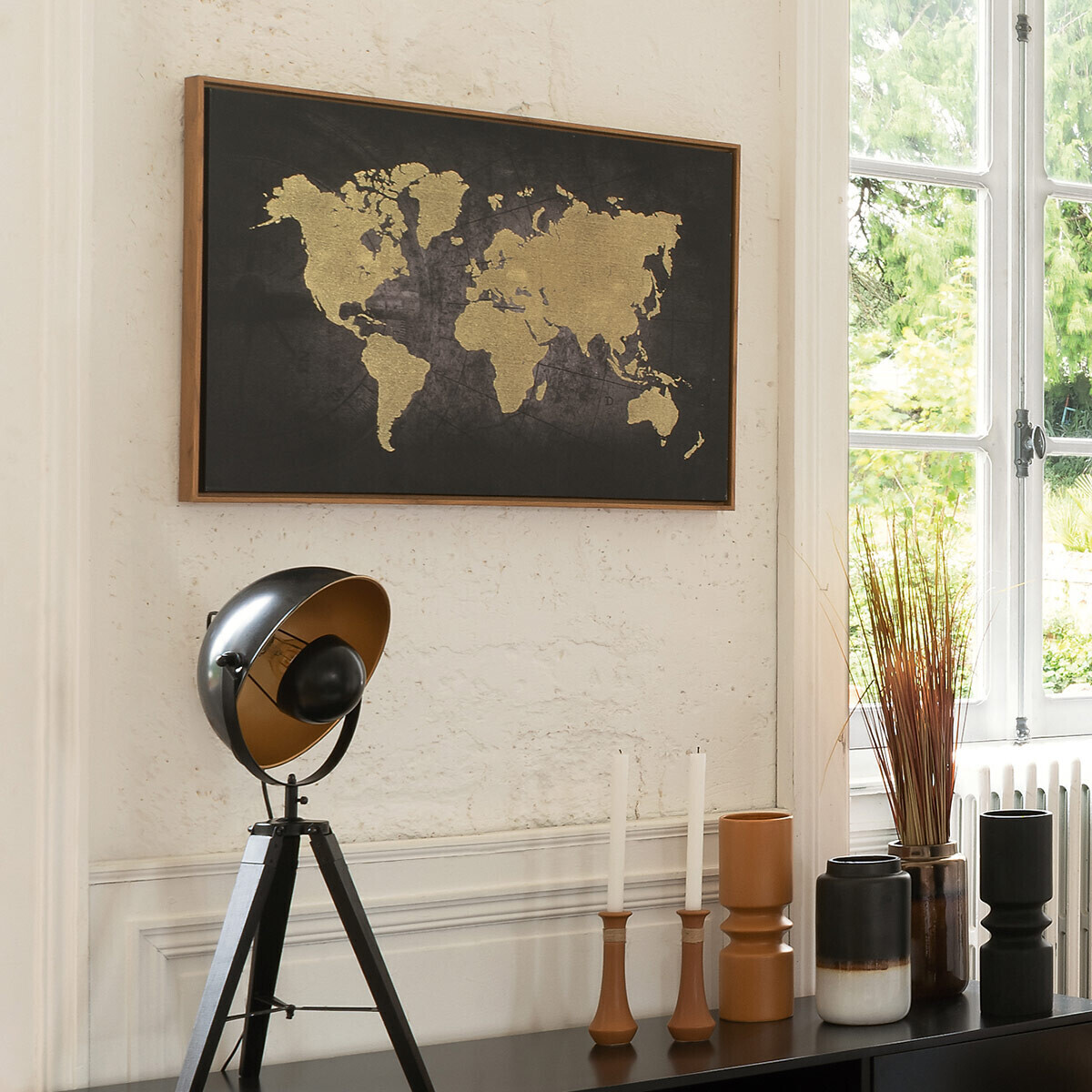 Framed canvas"Mapmonde" 58x88 cm