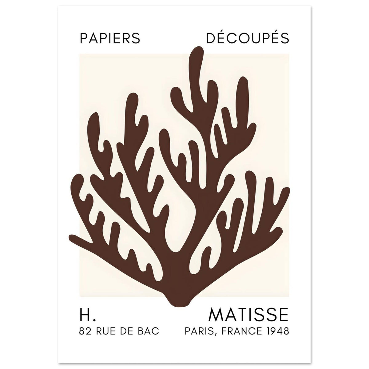 Artfulprints Poster Matisse – Coral harmony brown  - A4 21x29.7 cm - Bruin