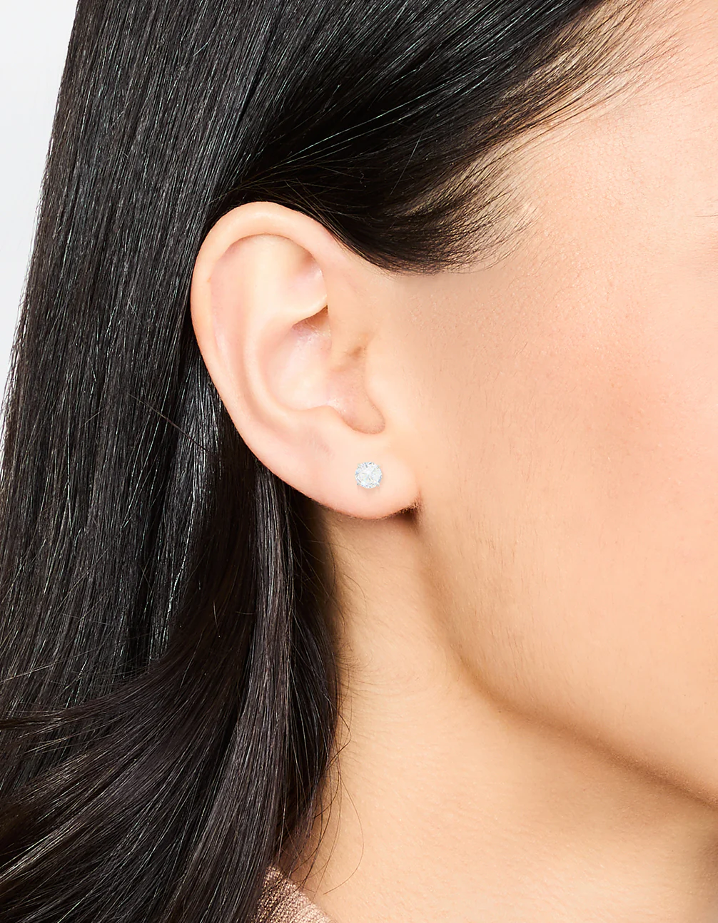 Waterproof Stainless Steel Cubic Zirconia Stud Earrings 5 MM