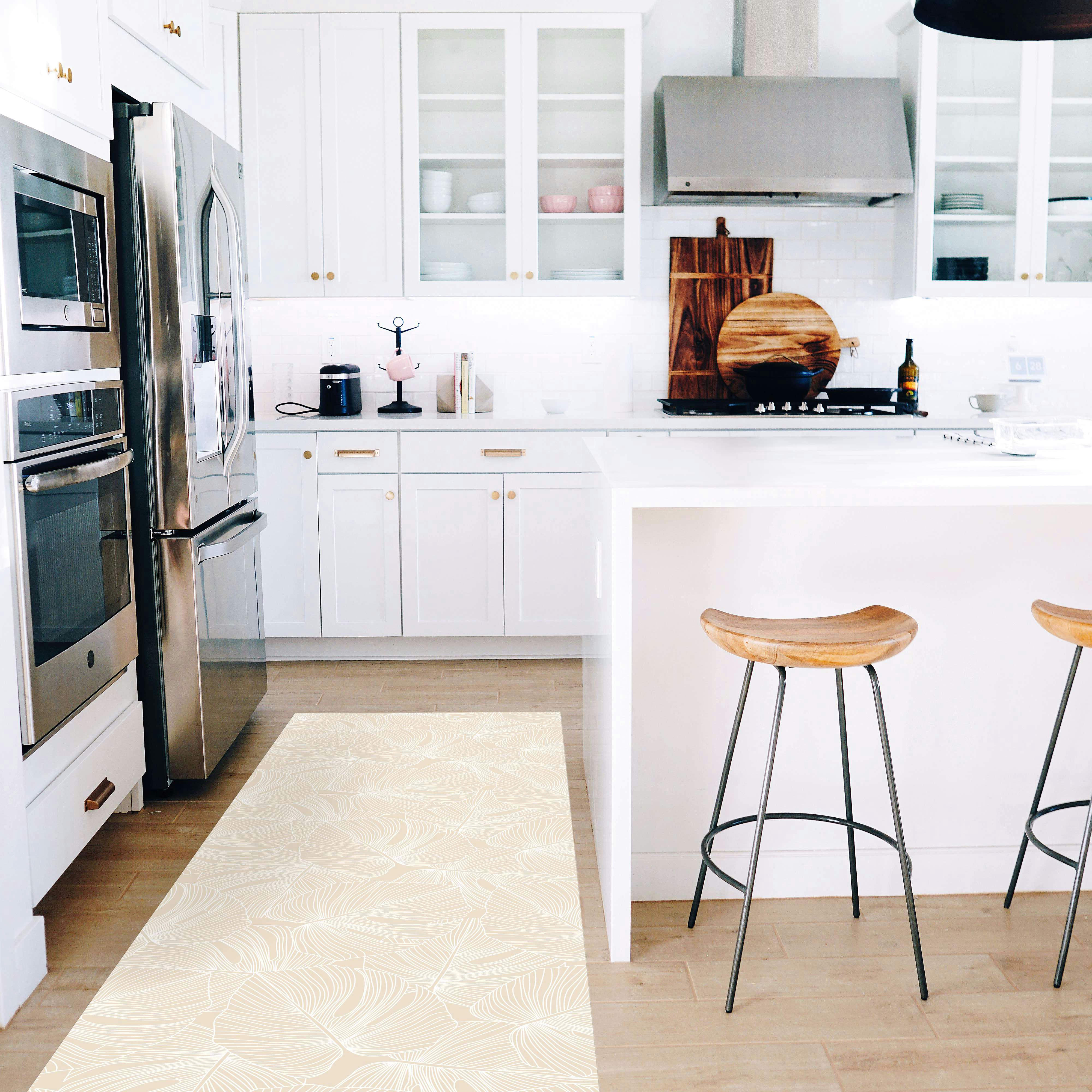 PALMS - Tapis en vinyl palmiers sable 48x198 cm