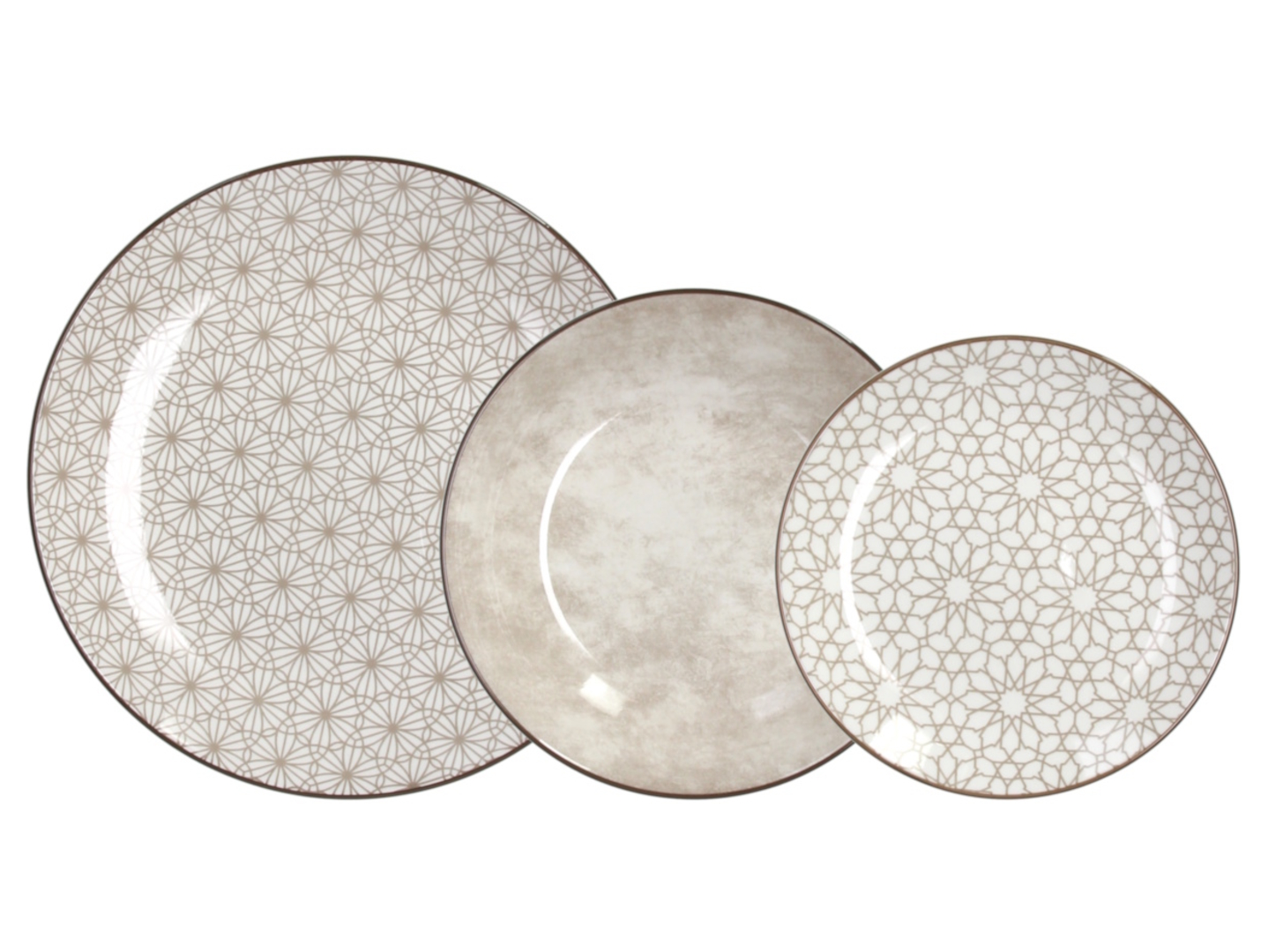 Komplet obiadowy porcelanowy Habana 18 el. beżowy