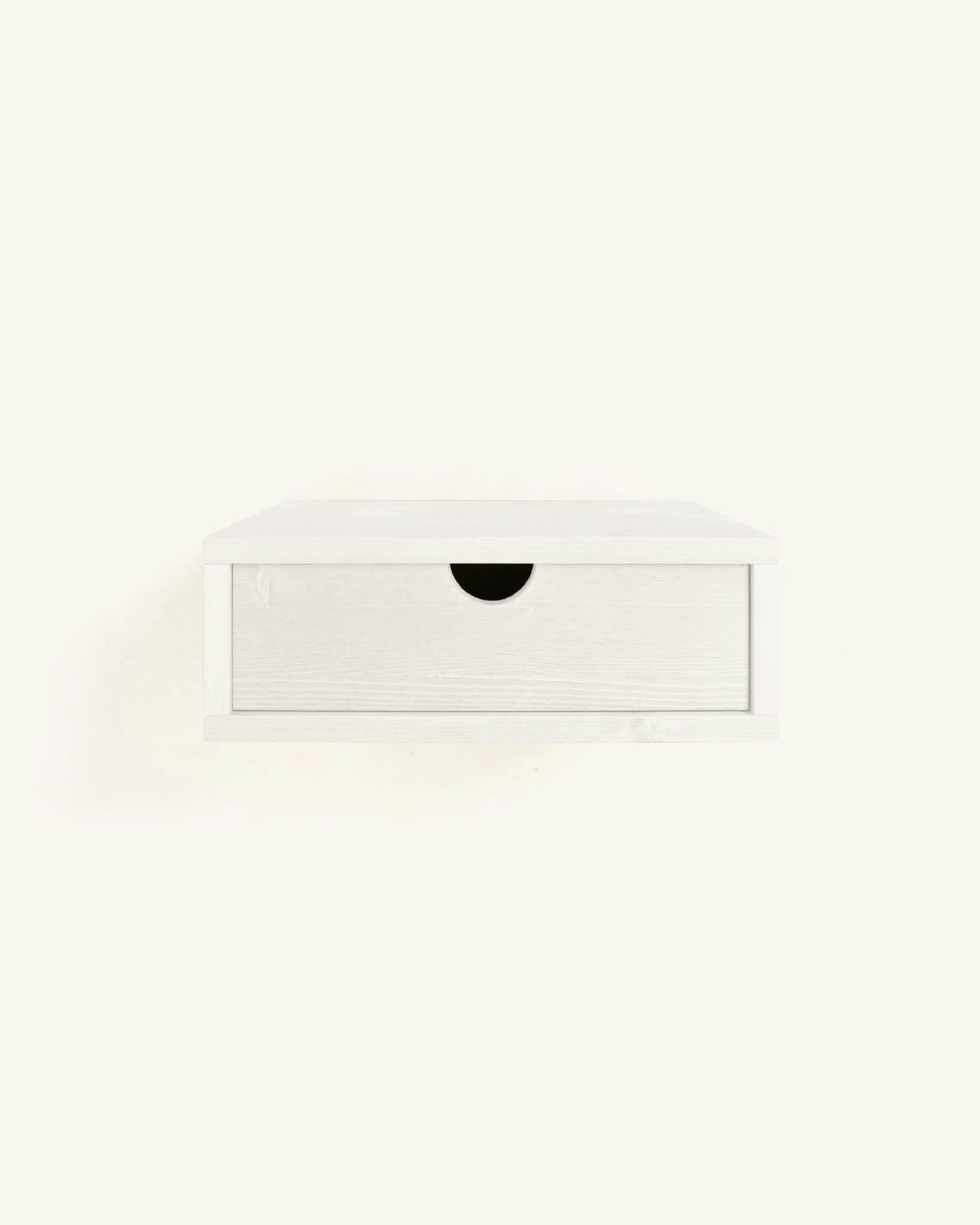 ANEU - Table de chevet flottante en bois de couleur blanc