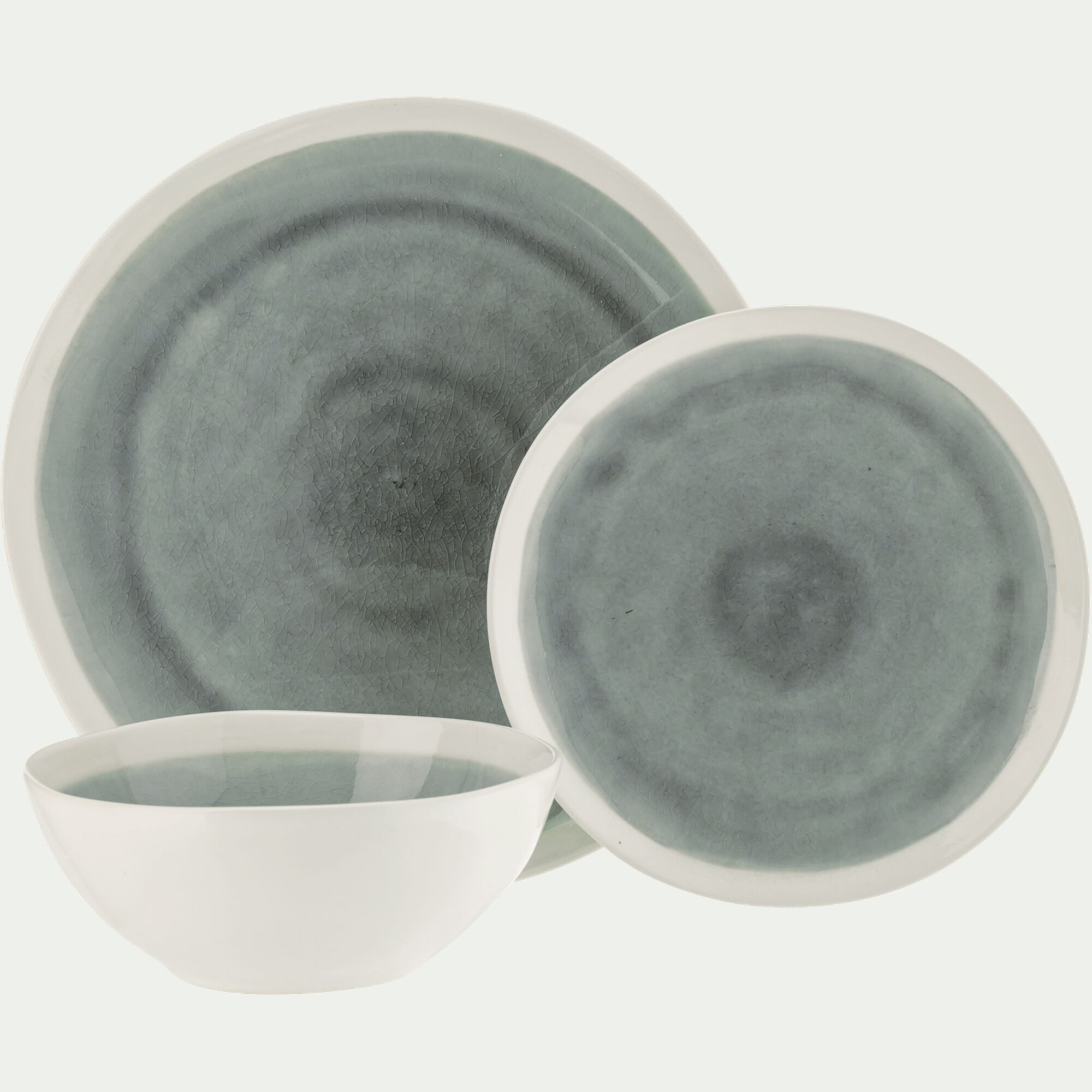 LAGON - Assiette à dessert en grès D20,5cm - bleu autan
