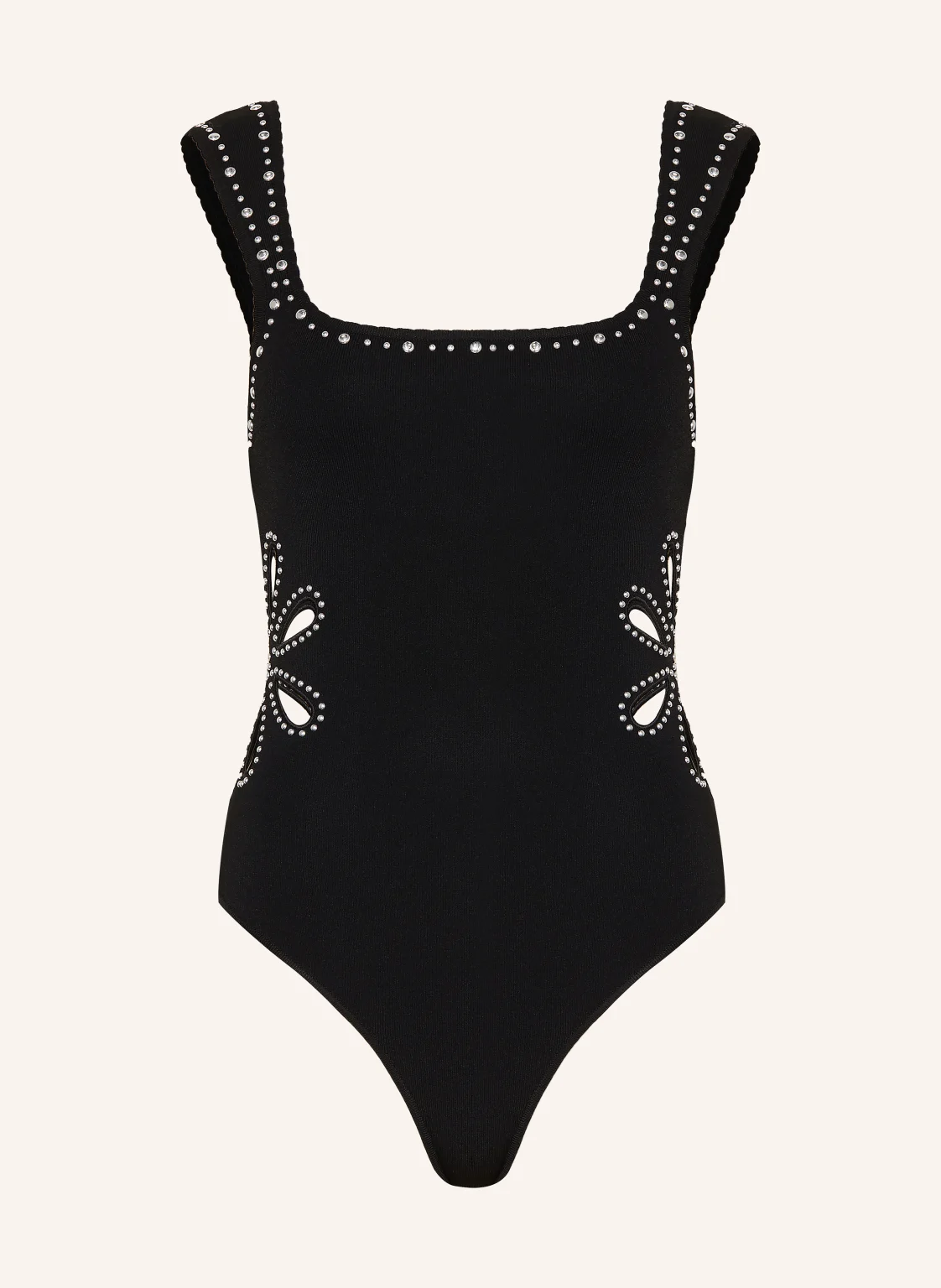 SANDRO Strickbody mit Cut-outs und Nieten
