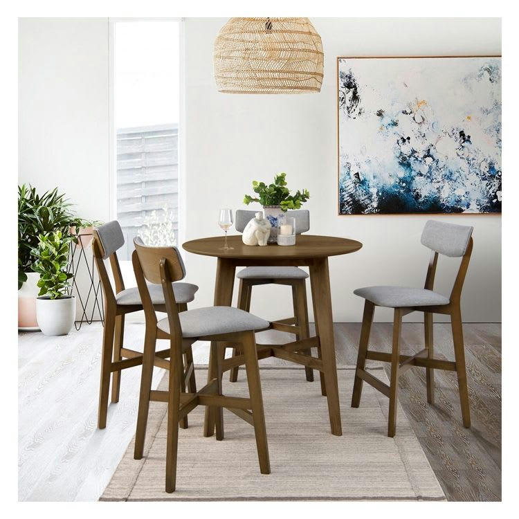 ELMER - Chaise de bar mi-hauteur 68 cm tissu gris foncé (lot de 2)