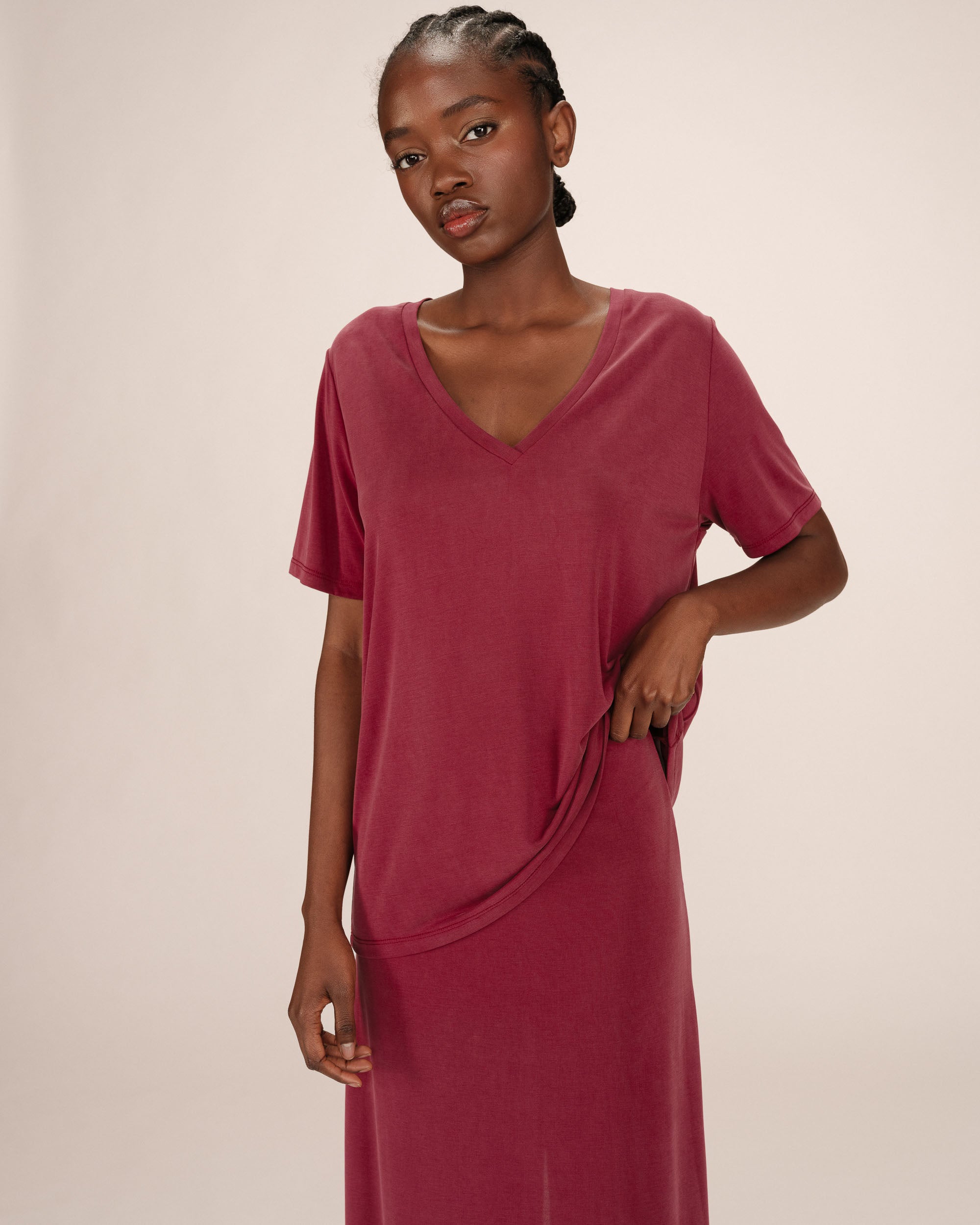 T-shirt en modal bordeaux Song
