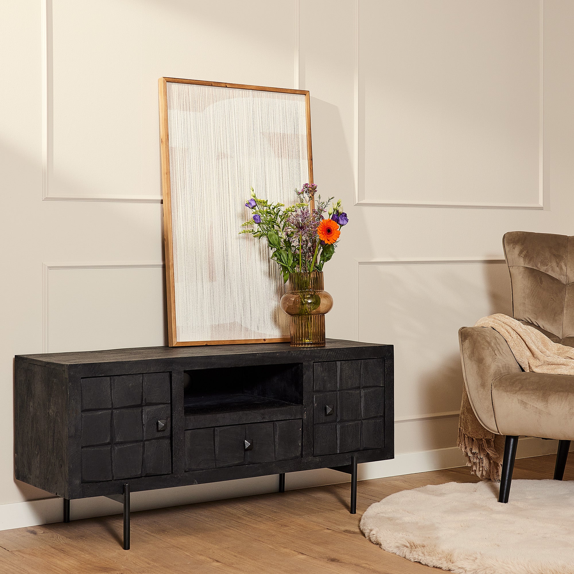Starfurn tv meubel Brandy - zwart - 40x120x55cm