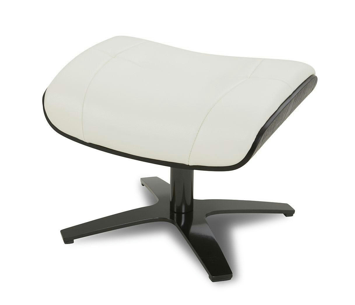 NAOS - Pouf en cuir et chêne noir - Cuir Blanc