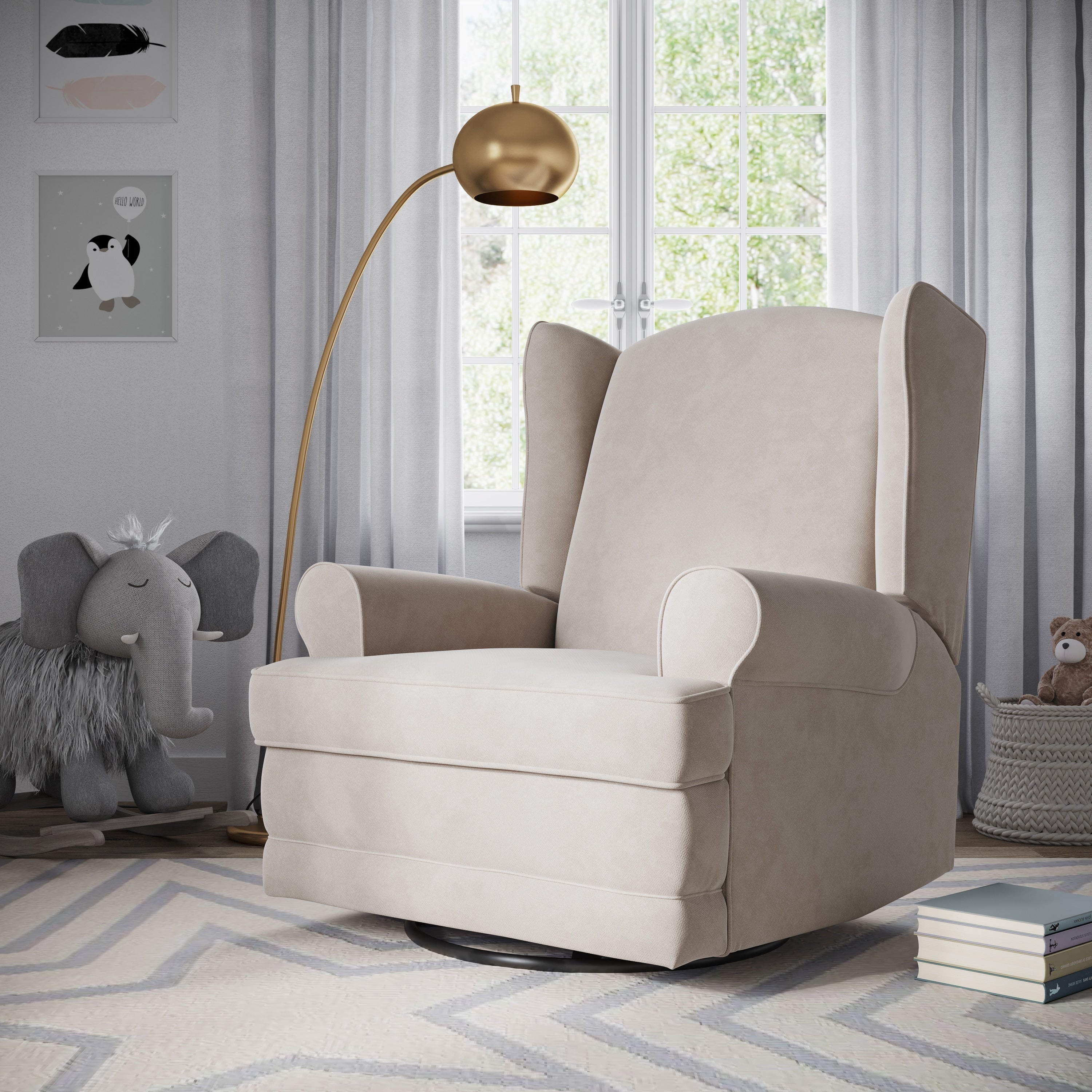 Storkcraft Serenity Wingback Upholstered Recline Glider