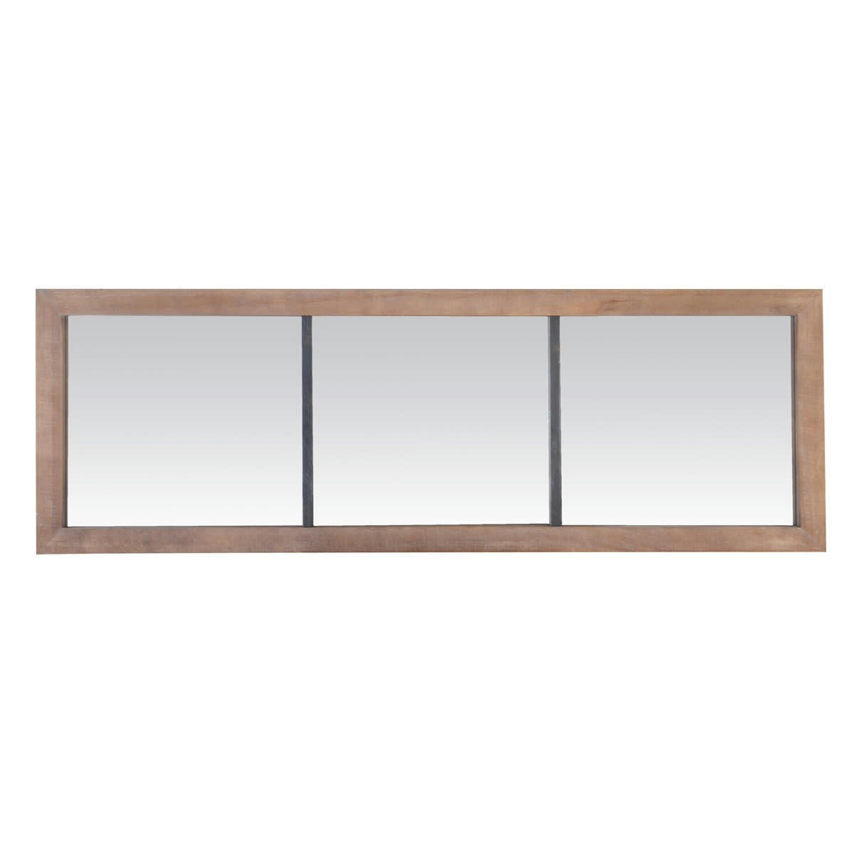 - Miroir rectangulaire industriel métal et bois 50x150cm