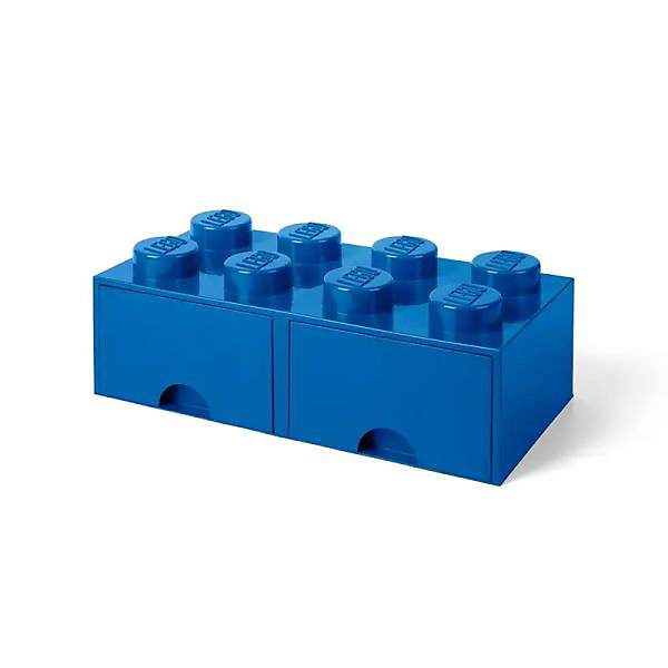 Brique de Rangement LEGO 2 tiroirs 8 picots - Bleu