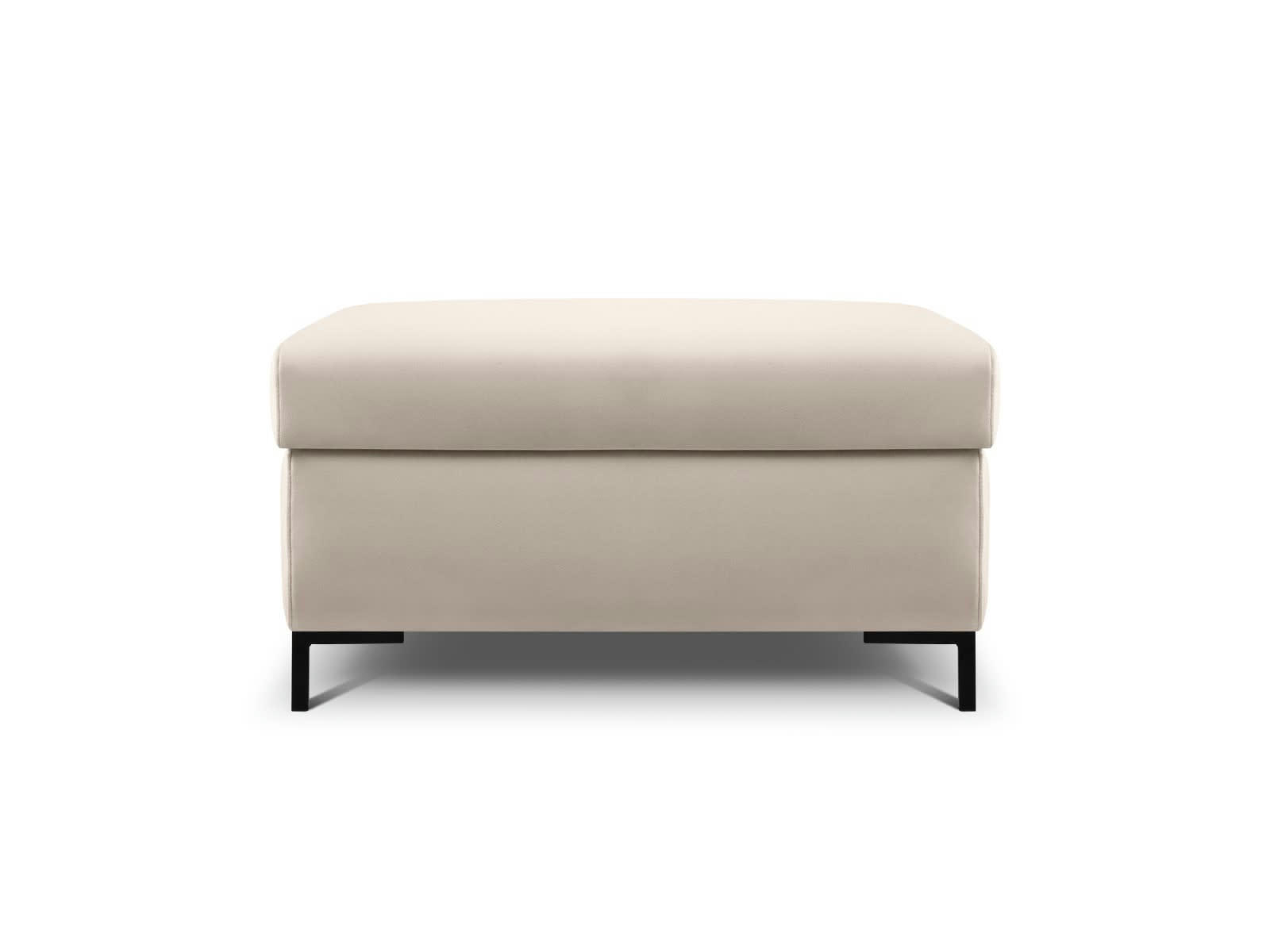 YANIS - Pouf Avec Boîte 1 place en Velours Beige