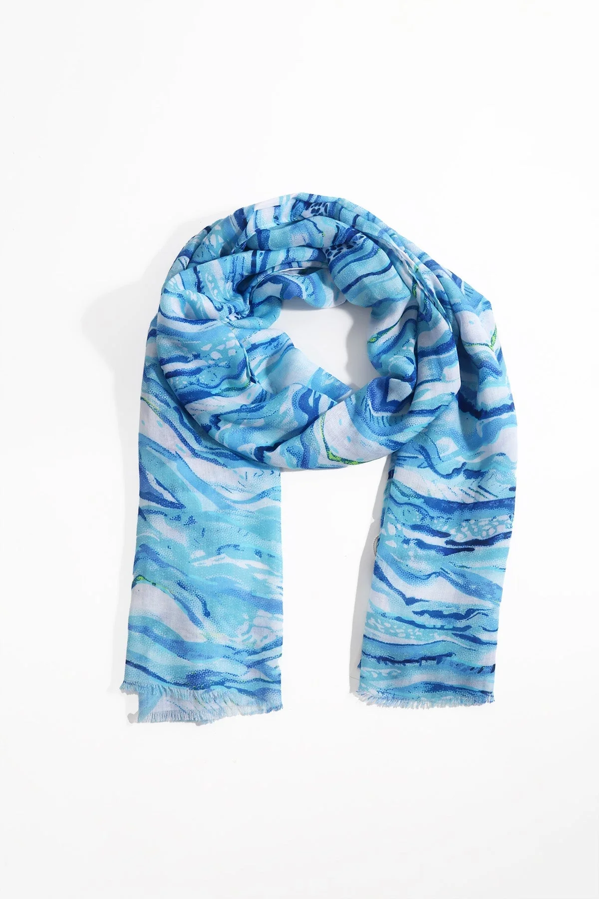 Blue Wave Print Scarf