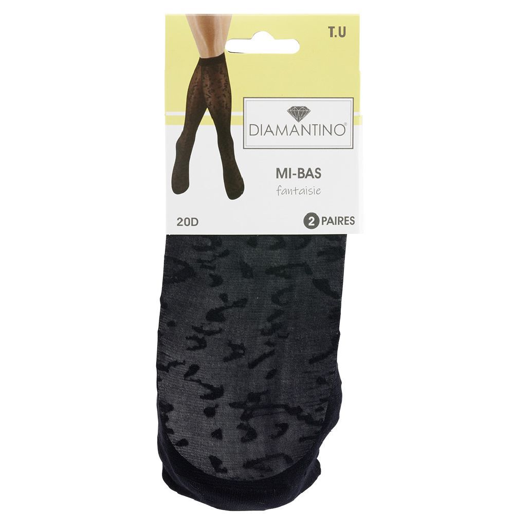 Mi-bas fantaisie noir 20D x2