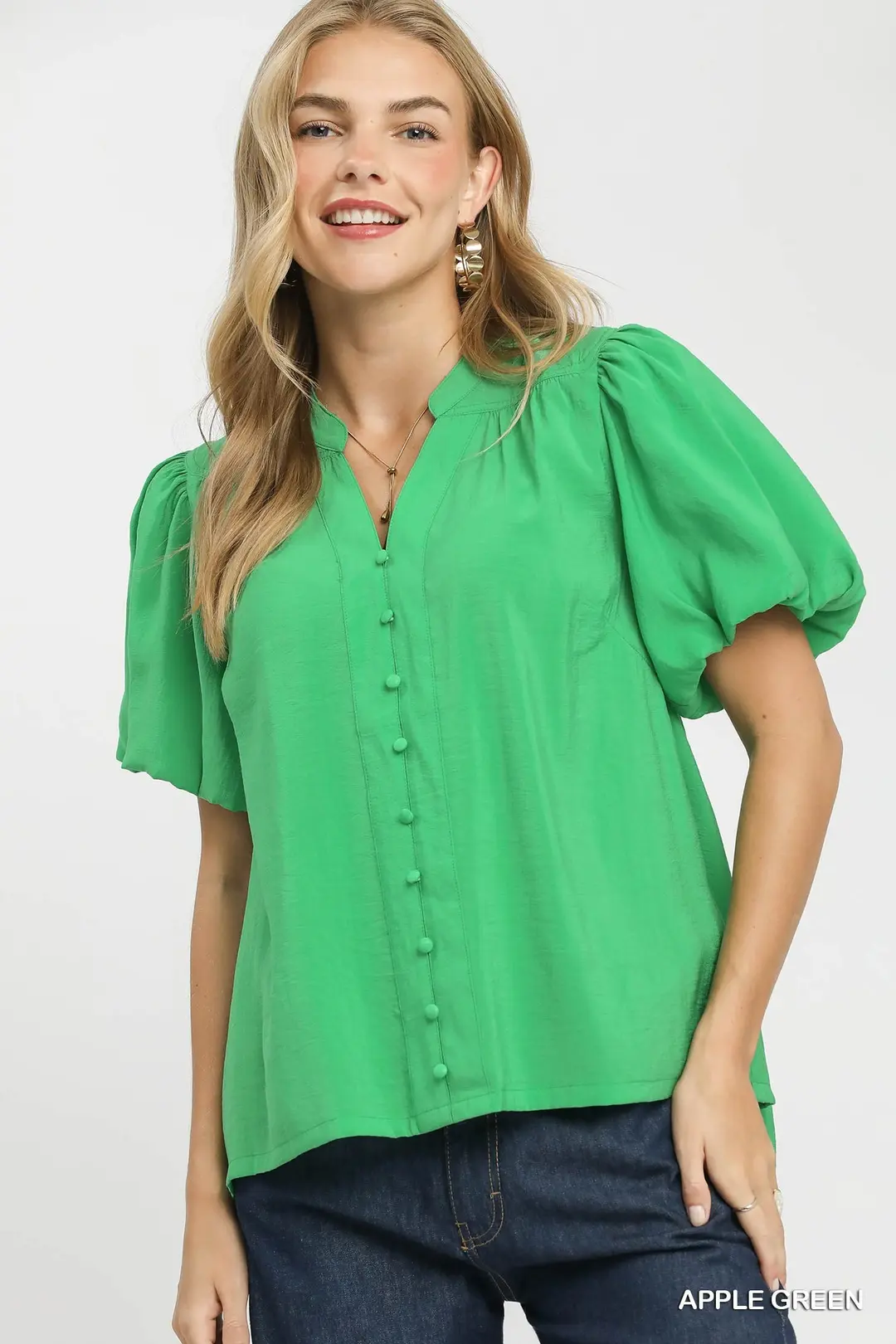 Button-Down Puff Sleeve Shirt