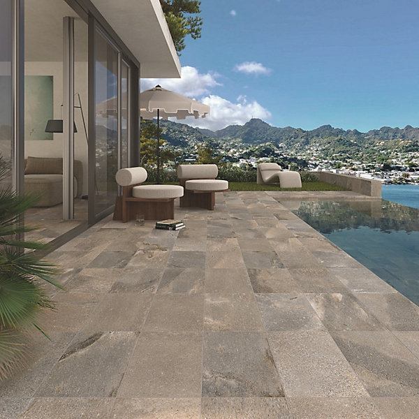 Carrelage extérieur antidérapant effet pierre naturelle 30x60 cm BALI Grafito