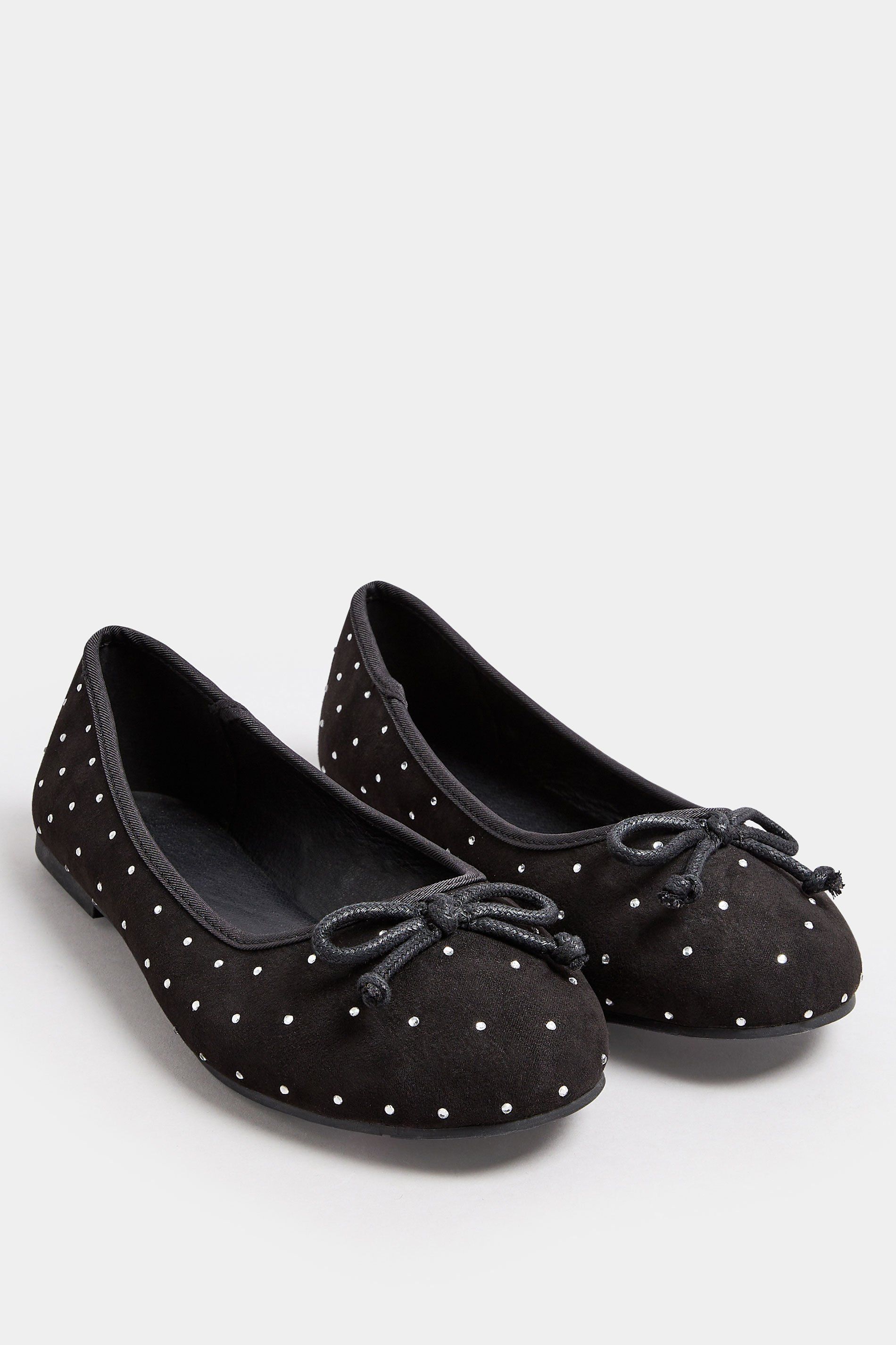 Yours Extra Wide Fit Diamante Bow Ballerina Pumps