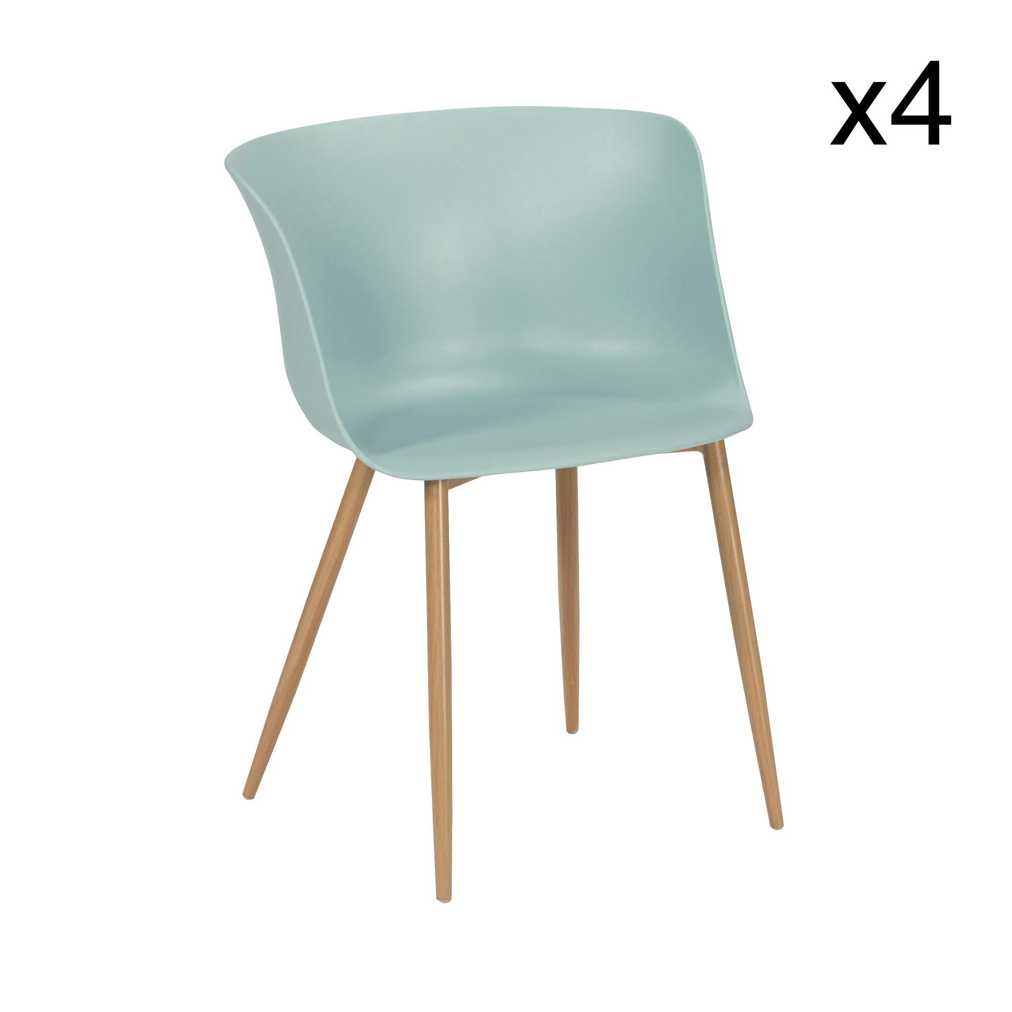 OLLY - Lot de 4 fauteuils de table extérieurs céladon et pieds en métal