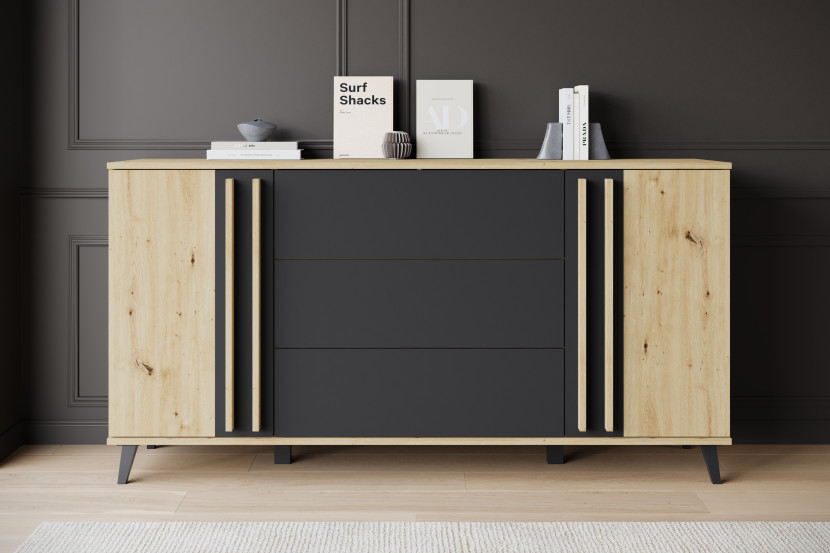 Komoda HURON 150 cm dąb artisan/czarny