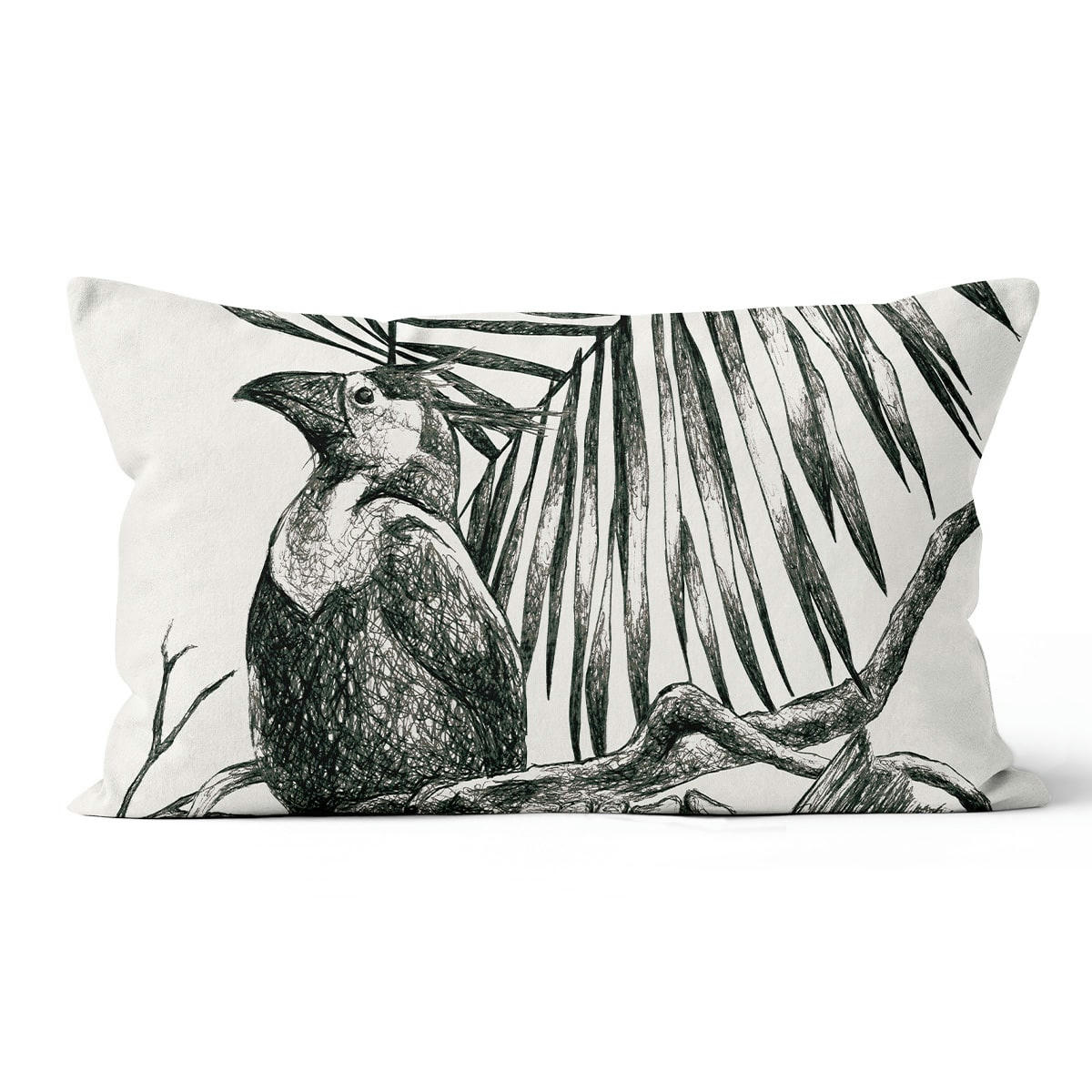 - Coussin tropical polyester noir 40x60cm