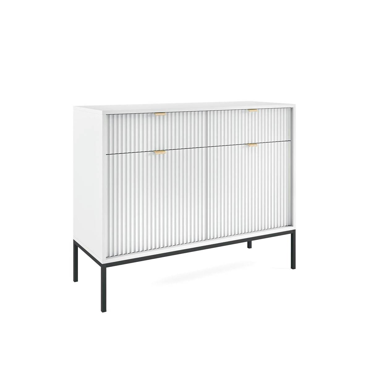 - Buffet 2 portes 2 tiroirs blanc