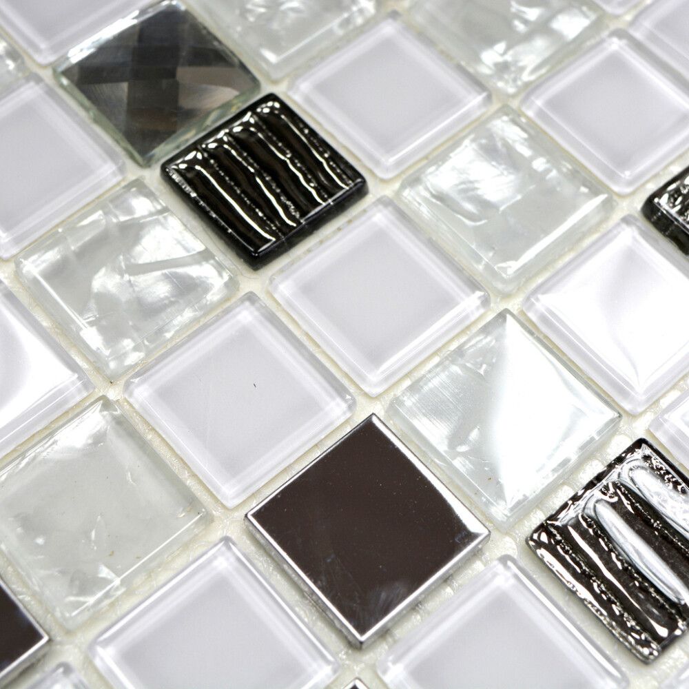 MOSAIKK SELVKLEBENDE CRYSTAL/STEEL WHITE SAM 4CM24