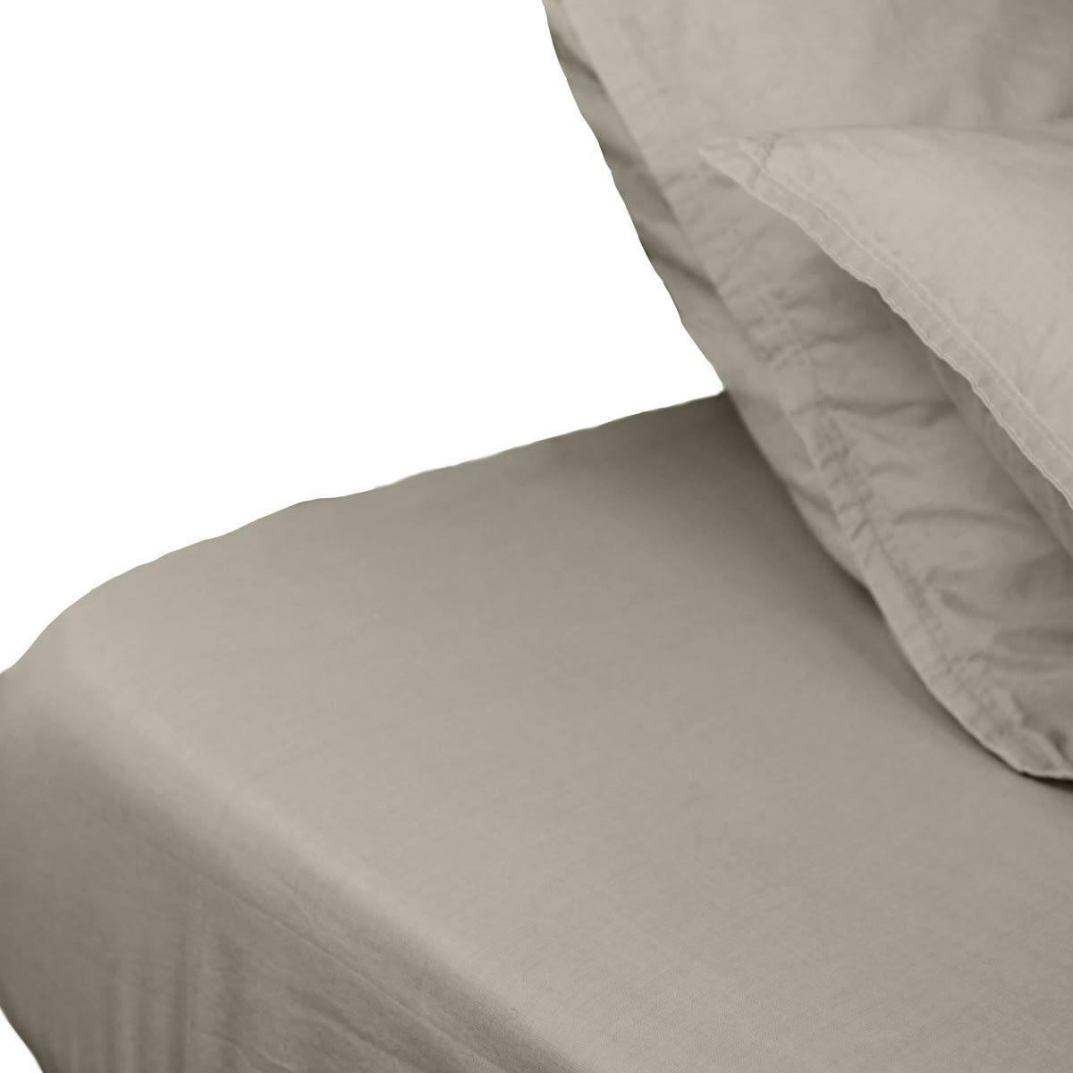 HOME WASHED - Drap housse en percale lavée bonnet 30 cm  ficelle 140x190 cm