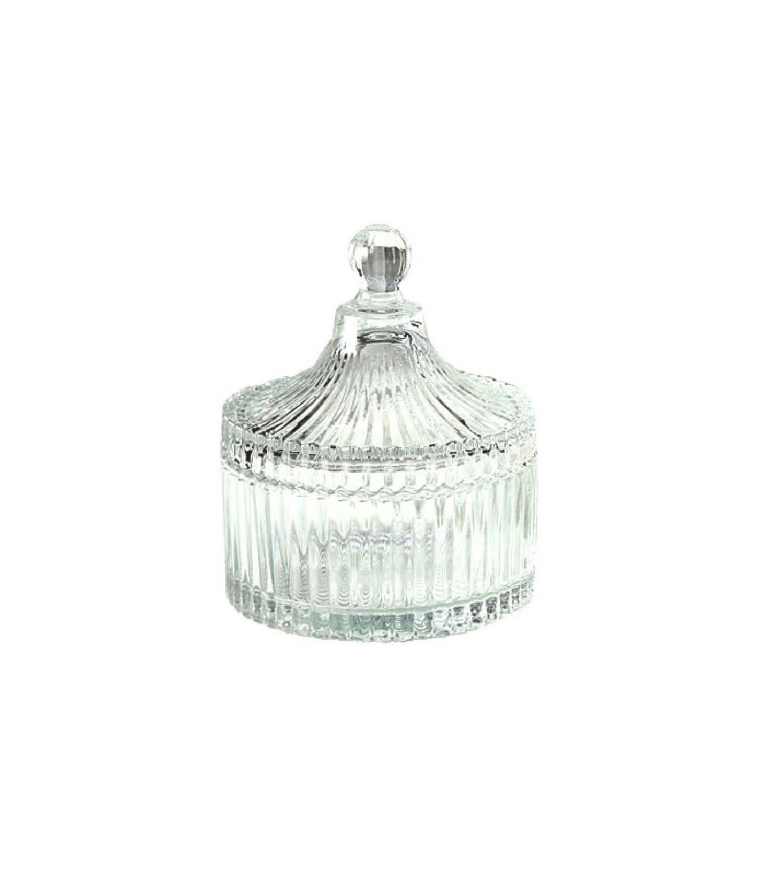 VERRE - Boîte rangement ronde salle de bain verre 10x12cm