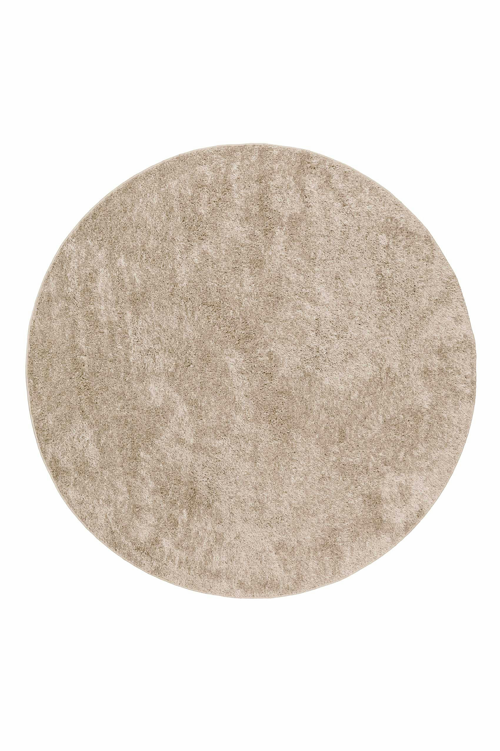 #SWAGGER SHAG - Tapis rond poils longs doux brillant beige sable 120 rd.