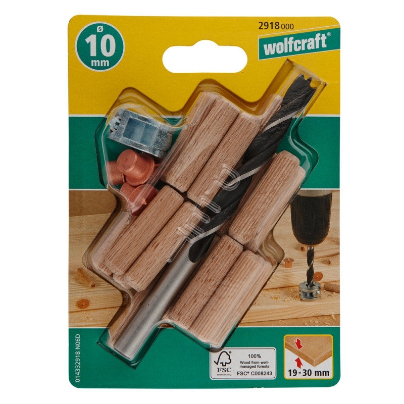 Set d'assemblage chevillé Ø 10 mm 25 pièces WOLFCRAFT