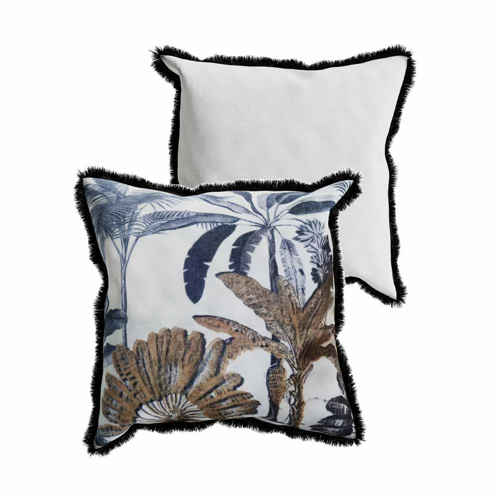 KOBE - Coussin palmiers noir et blanc déhoussable