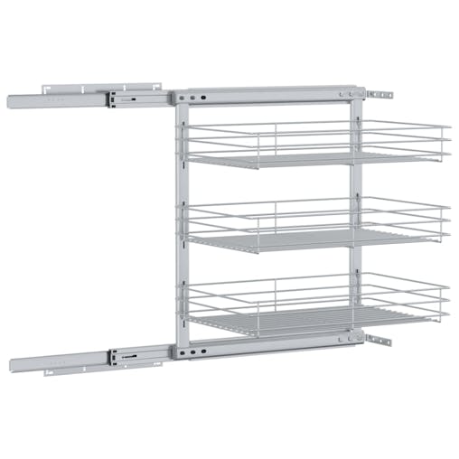 NNEVL 3-Tier Pull-out Kitchen Wire Basket Silver 47x35x56 cm