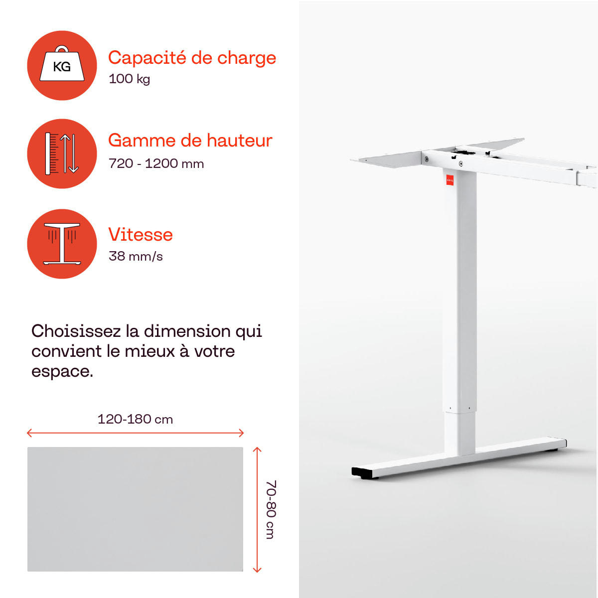 ELEVA PREMIUM - Bureau assis debout noir 160x80x3cm