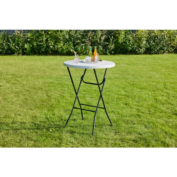 Stehtisch, ØxH: 80 x 110 cm, Stahl/HDPE, weiß/grau