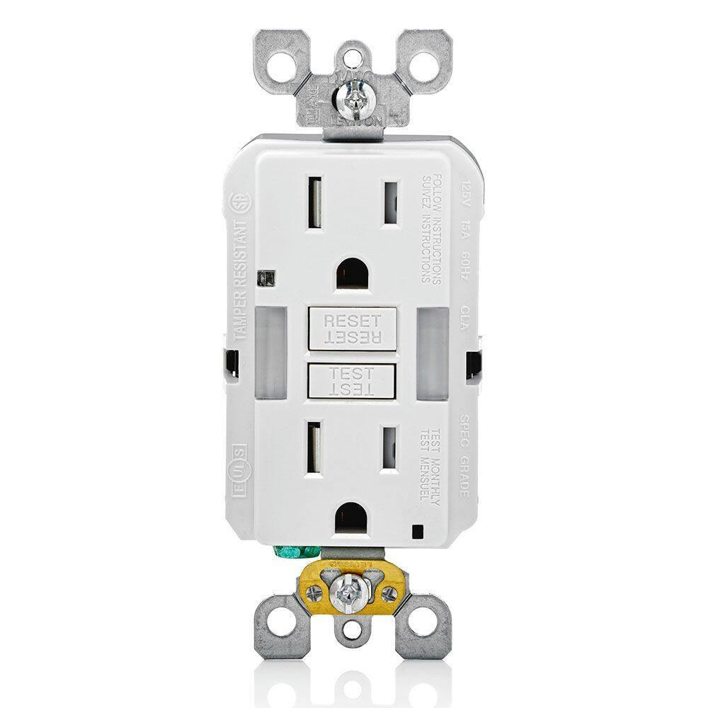 Leviton GFNL1-772 Tamper-Resistant GFCI Receptacle/Outlet with LED Night Guide Light and Wall Plate, White