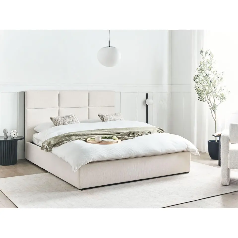 LAGORD - Bed met opbergruimte - Off-white - 160 x 200 cm - Polyester