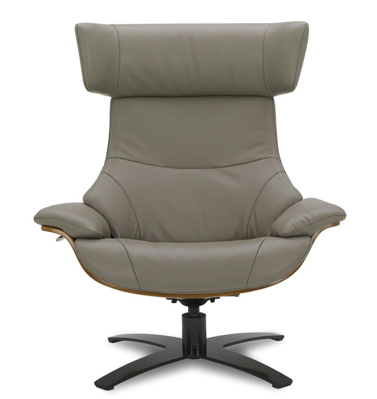 NAOS - Fauteuil en cuir et chêne Naturel - Cuir Taupe