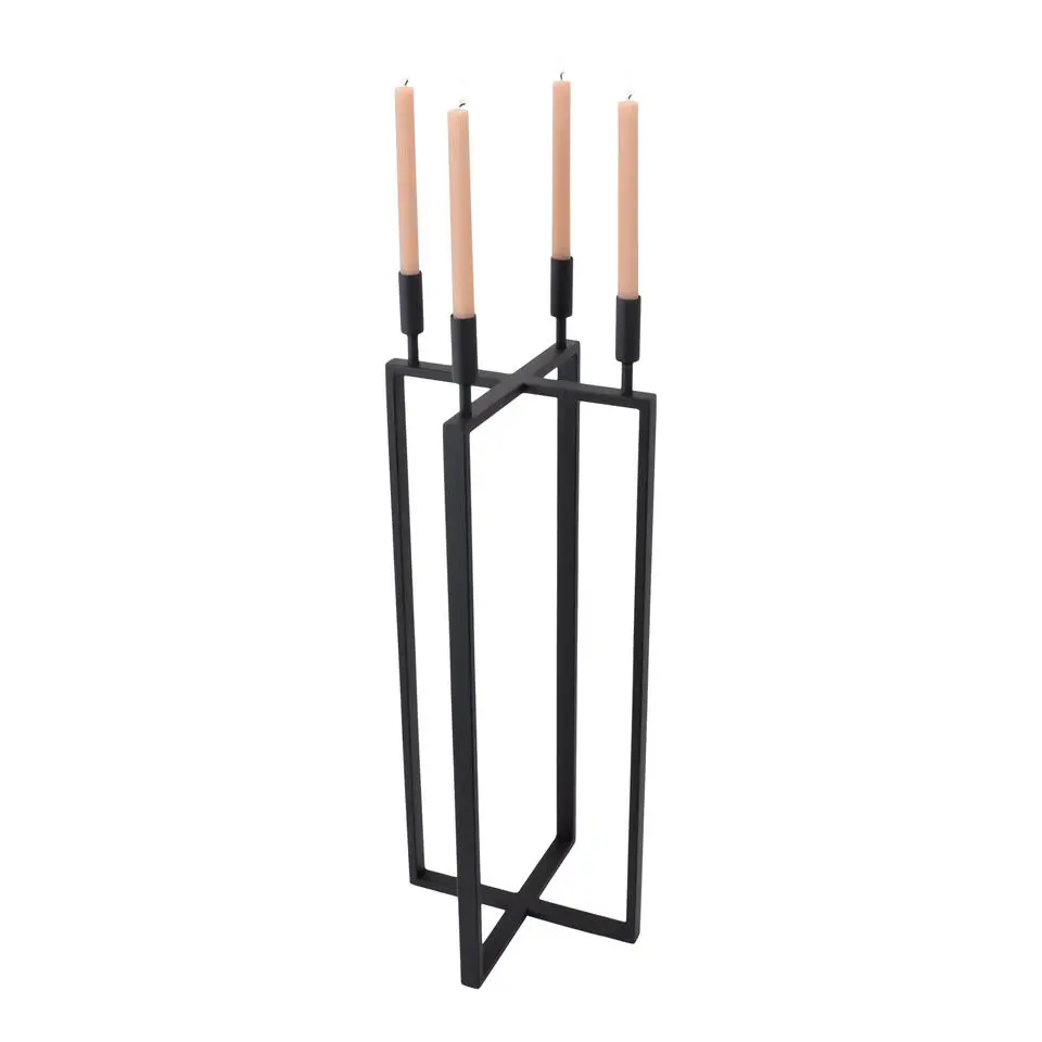 LOFT42 Vloerkandelaar Birk 4 kaarsen - Zwart metaal
